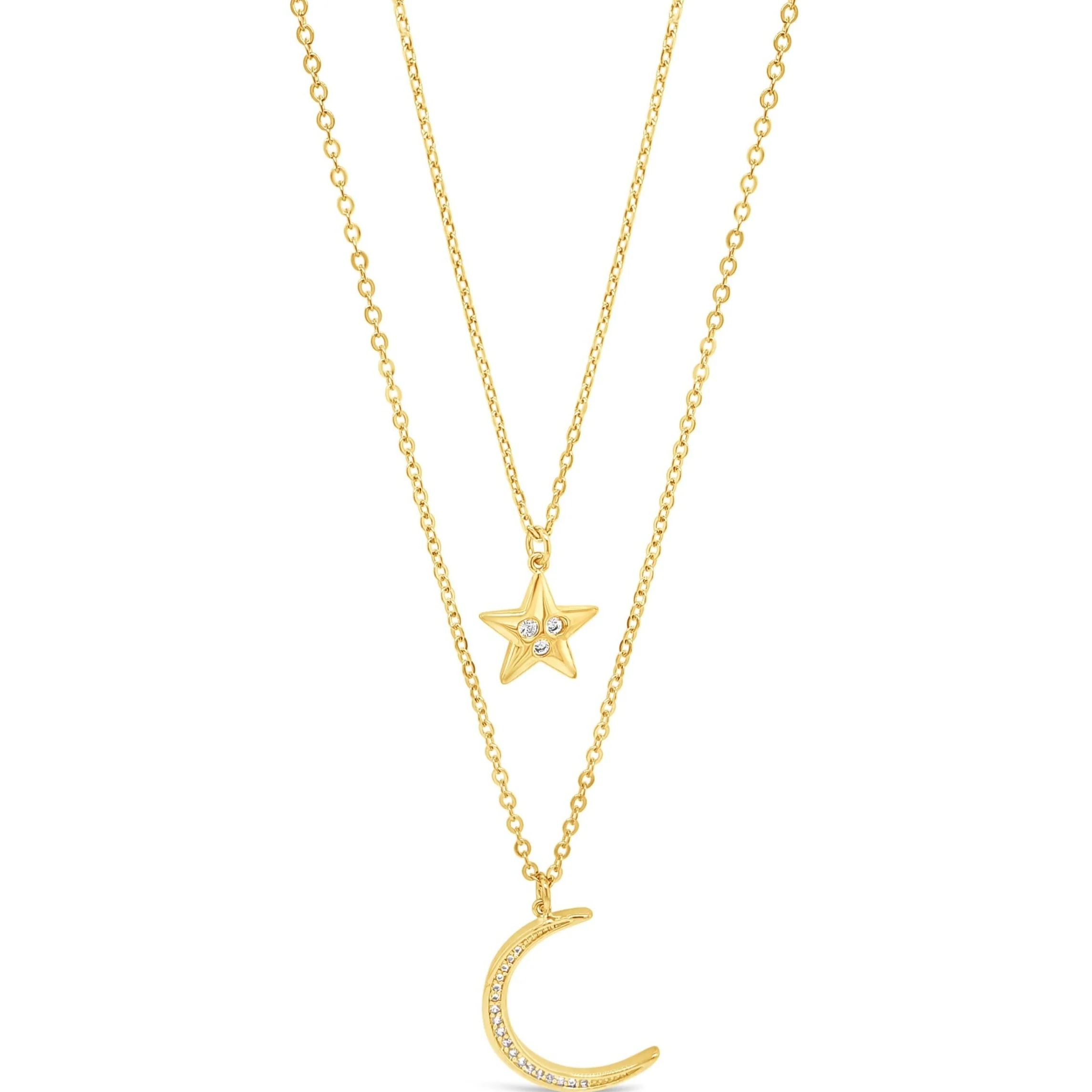 Absolute Star & Moon Layered Necklace - Gold