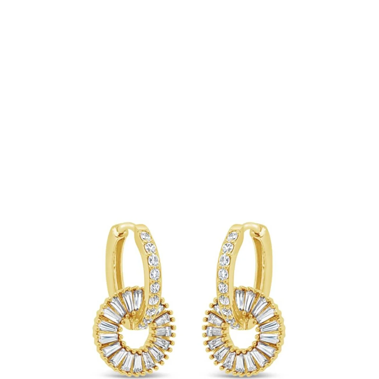 Absolute Gold Baguette Circle Hoop Earrings