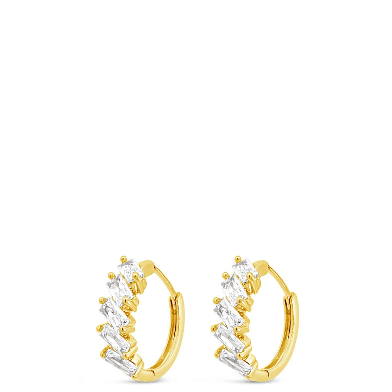 Absolute Gold Baguette Crystal Small Hoop Earrings