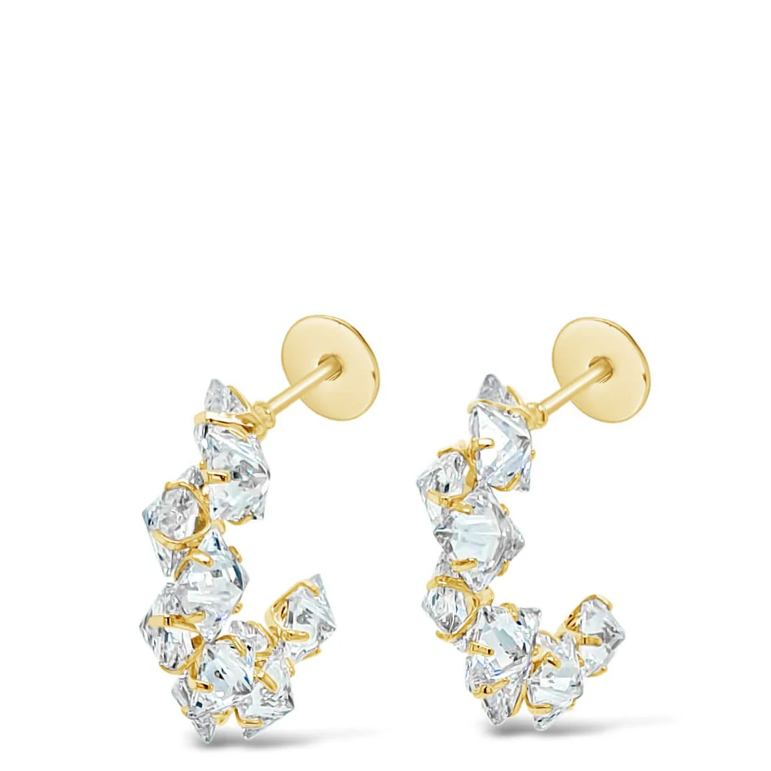 Absolute Gold Bead Half Hoop Earrings
