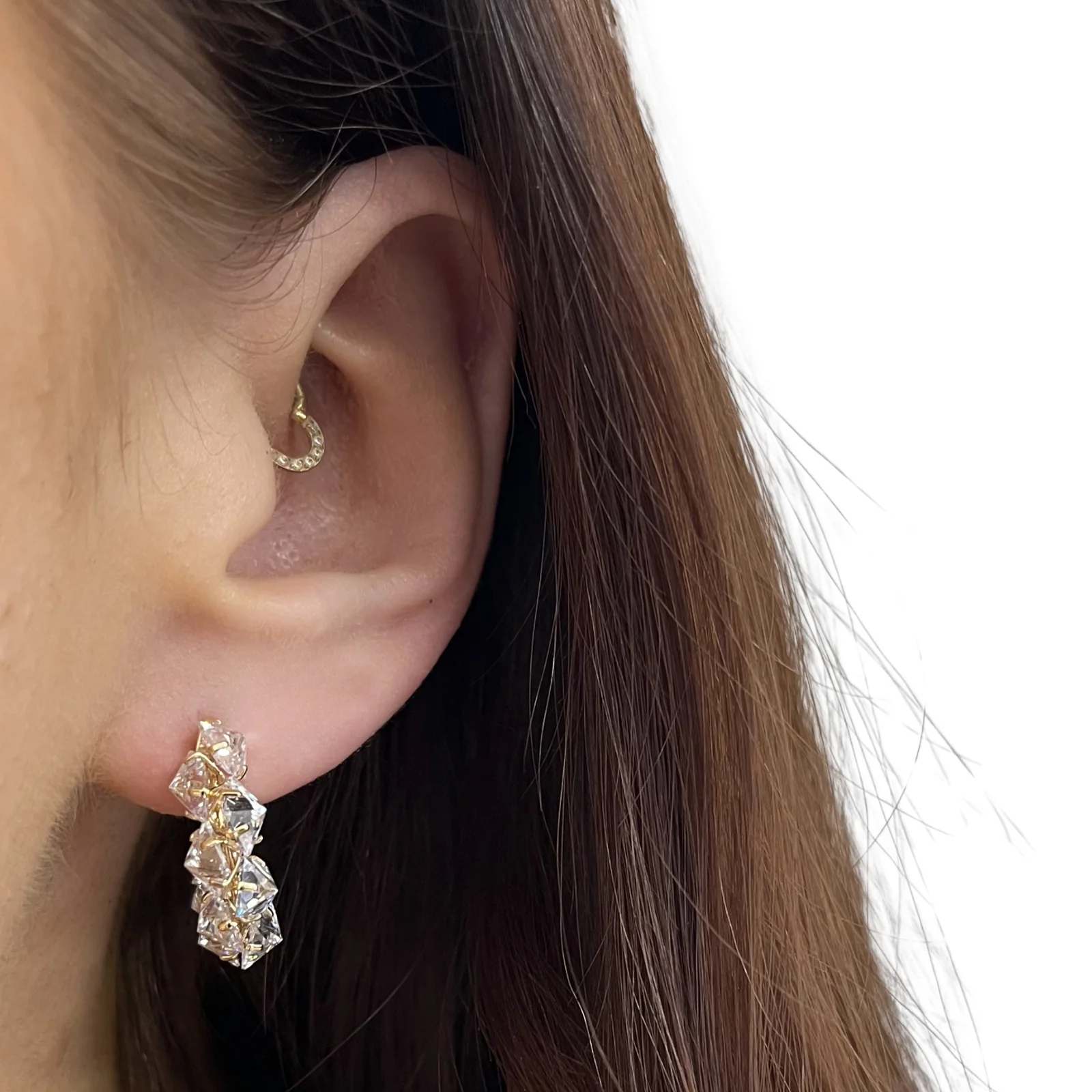 Absolute Gold Bead Half Hoop Earrings - Image 2