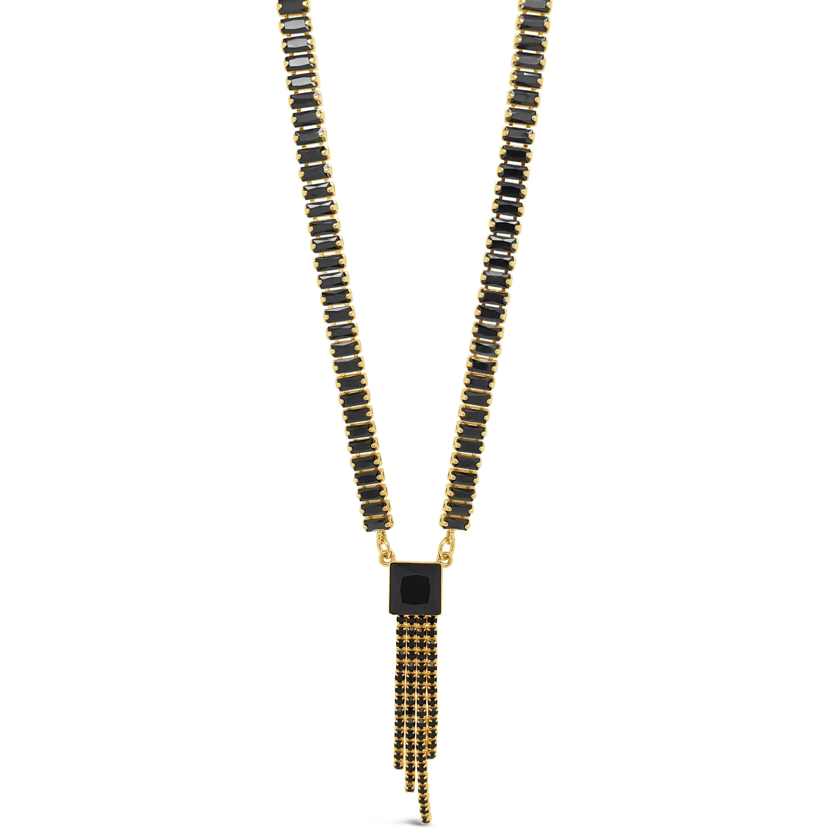 Absolute Gold & Black Baguette Drop Necklace
