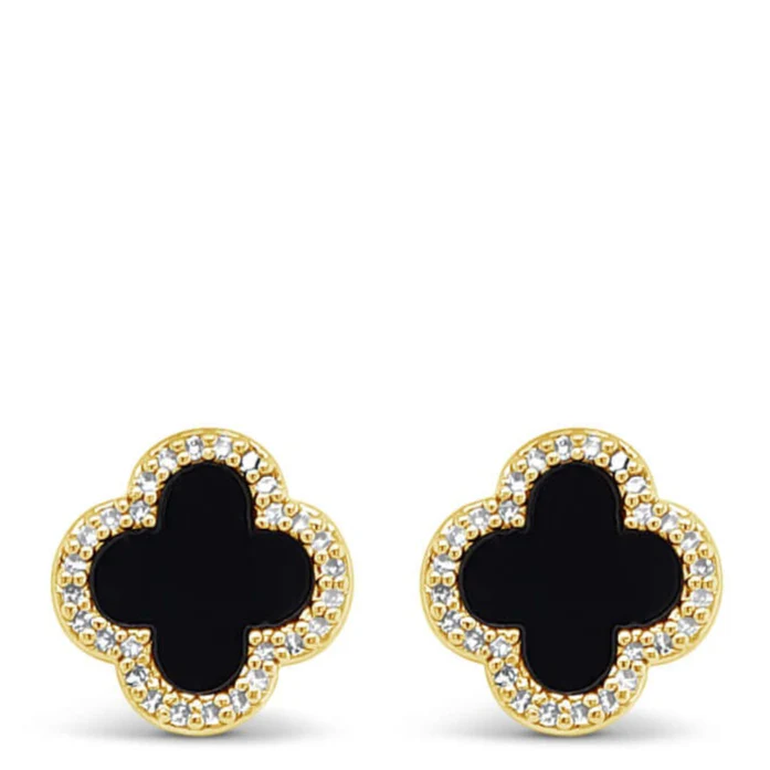 Absolute Gold Black Clover Small Stud Earrings