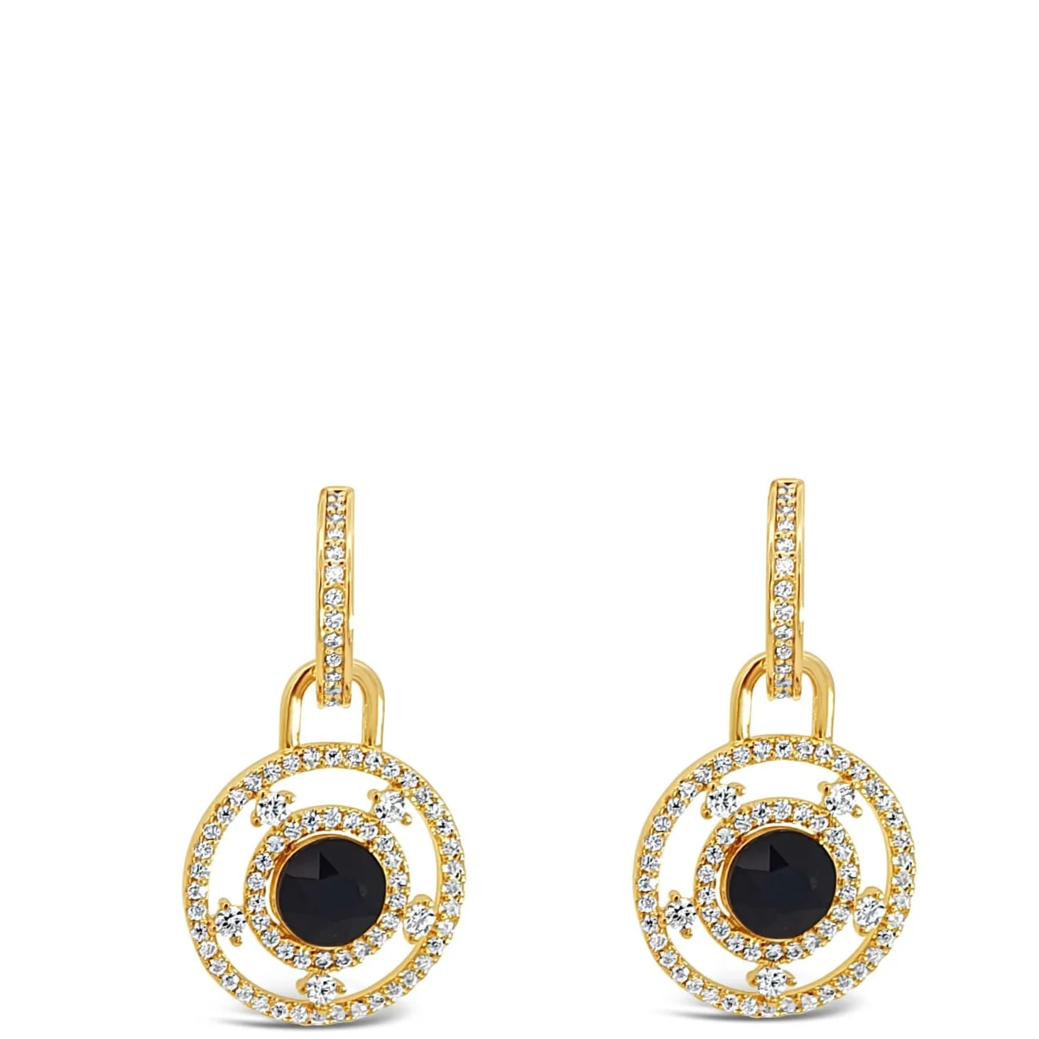 Absolute Gold & Black Halo Drop Earrings