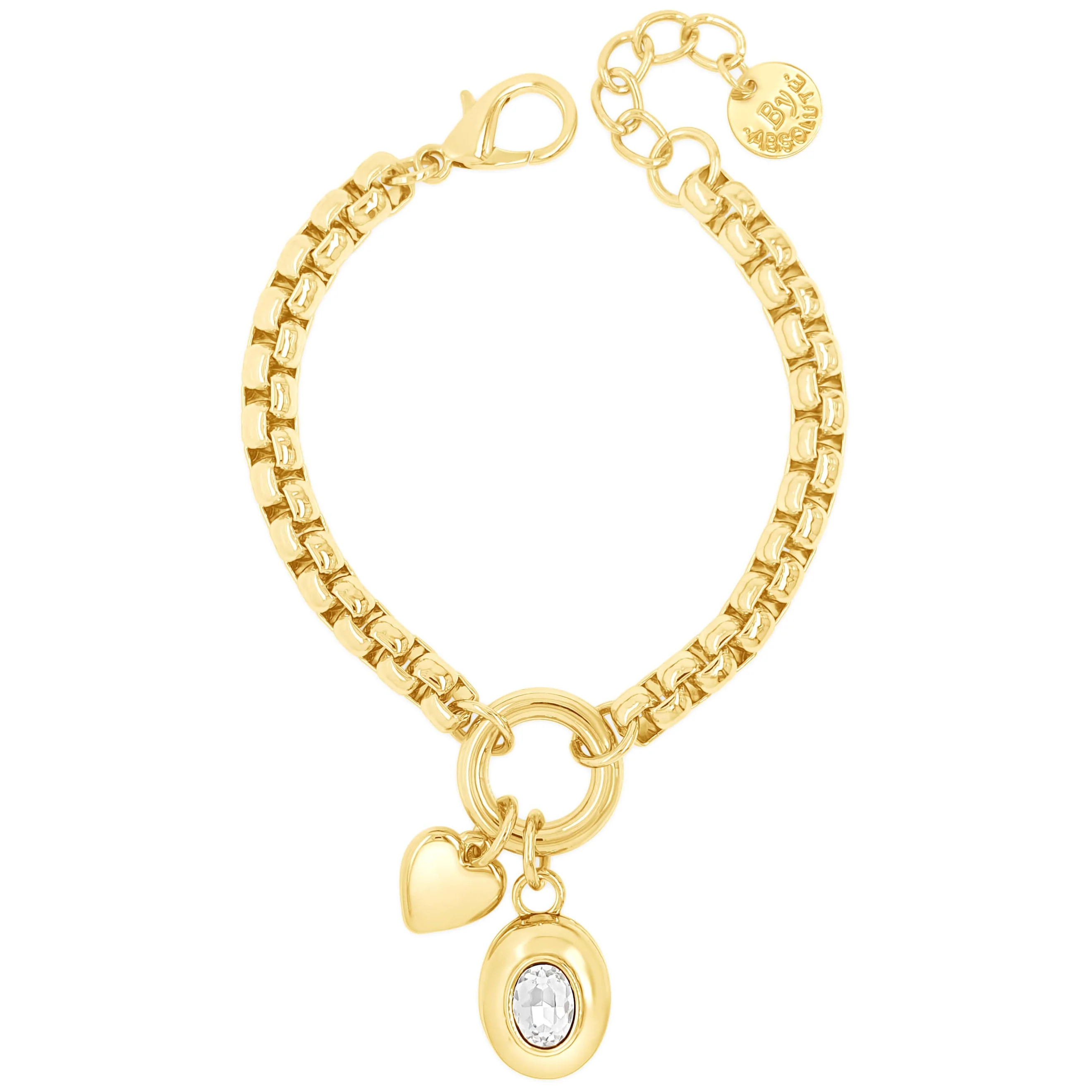 Absolute Gold Chubby Link Oval Pendant Bracelet