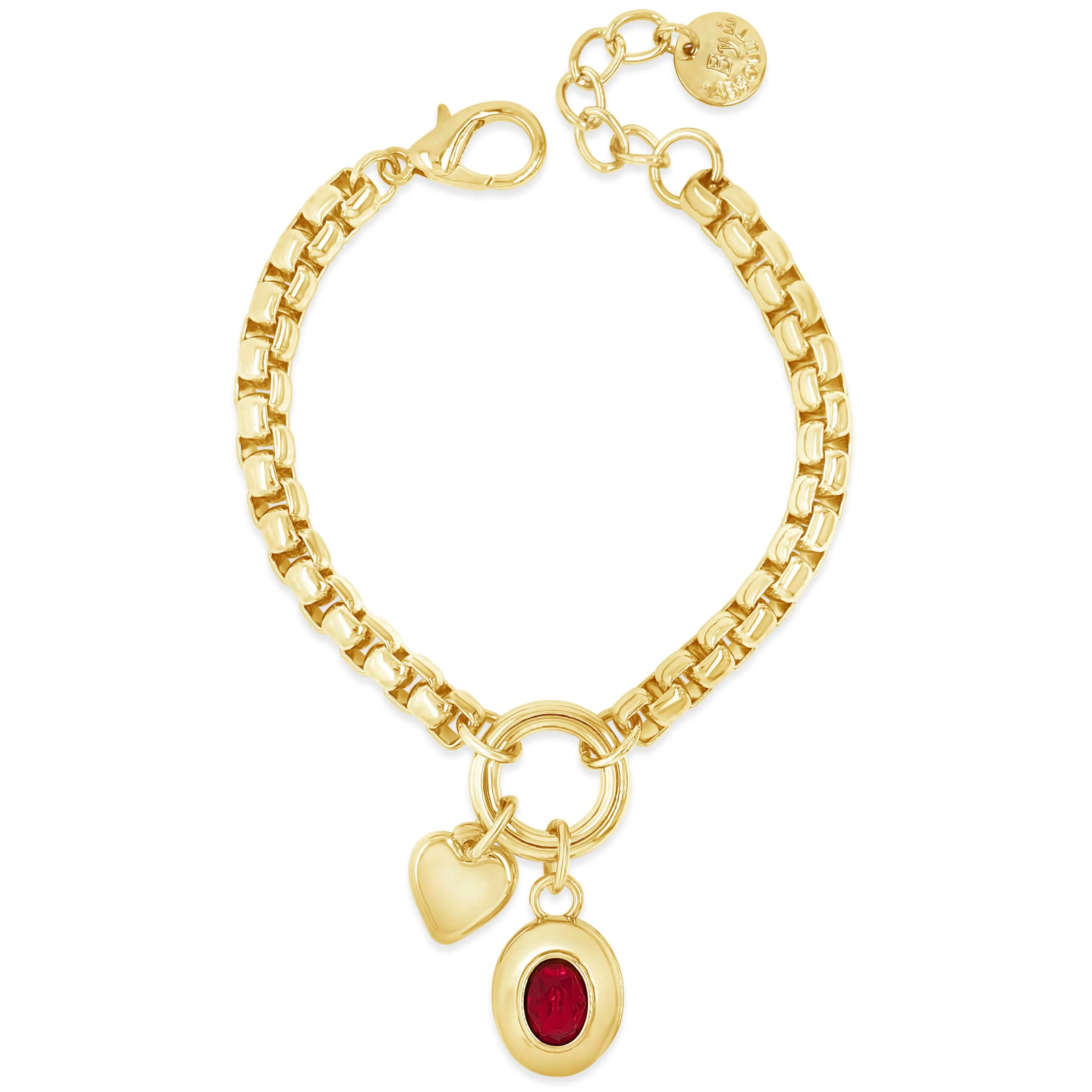 Absolute Gold Chubby Link Oval Pendant Bracelet - Siam