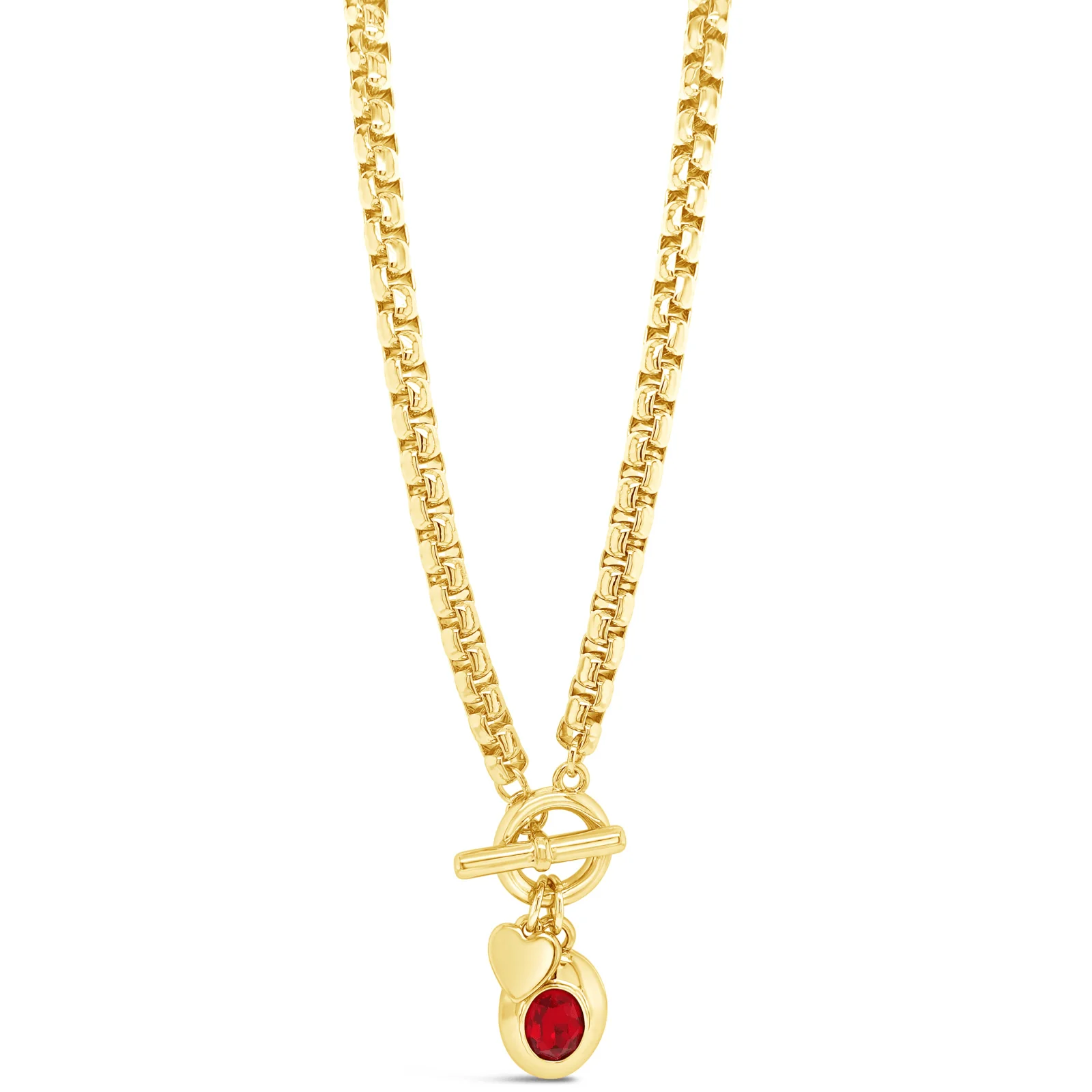 Absolute Gold Chubby Link Oval Pendant Necklace - Siam