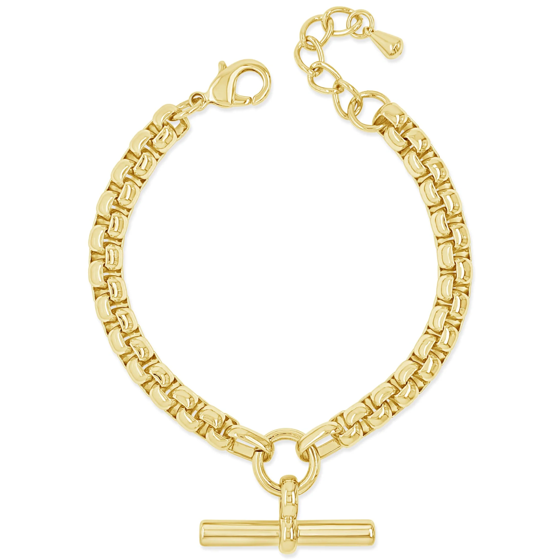 Absolute Gold Chubby Round Link TBar Bracelet