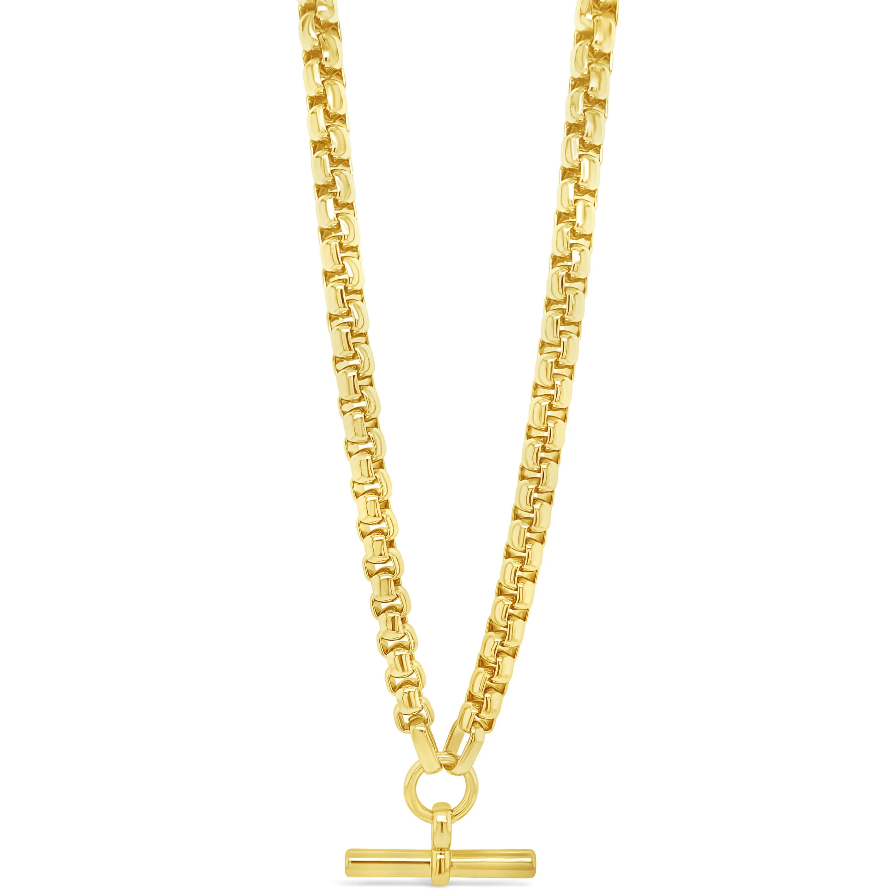 Absolute Gold Chubby Round Link TBar Necklace