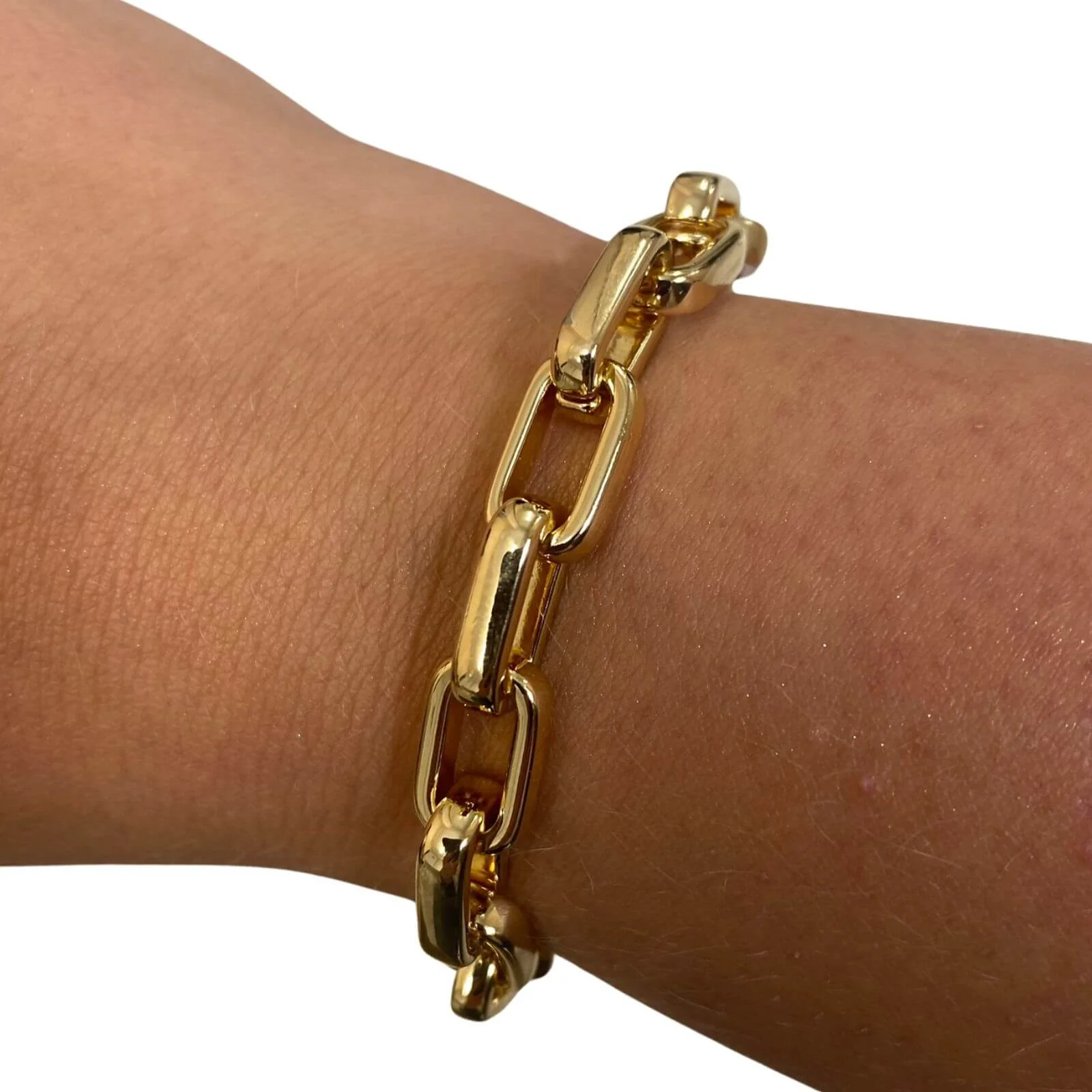 Absolute Gold Chunky Rectangle Link Bracelet - Image 2