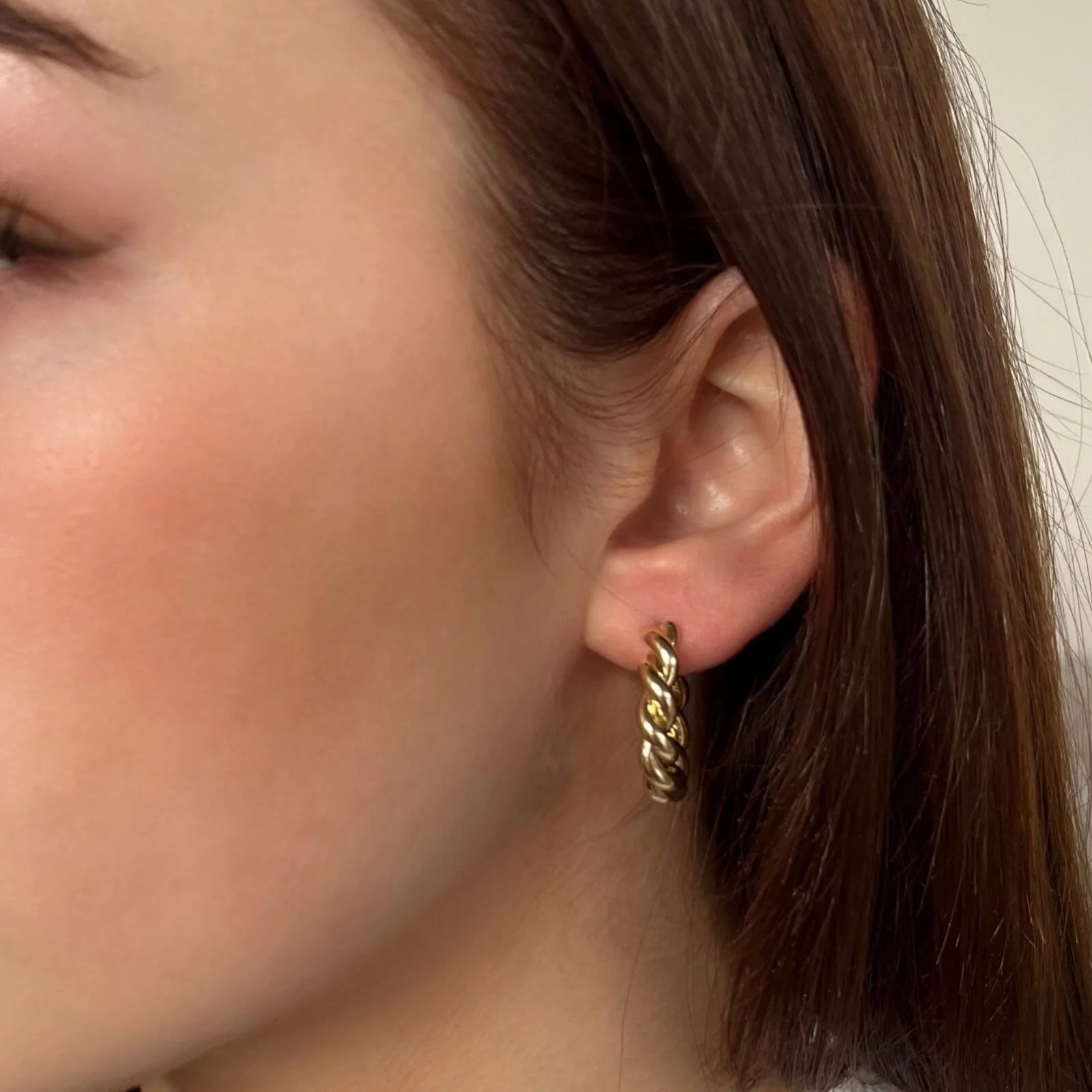Absolute Gold Chunky Twist Hoop Earrings - Image 2