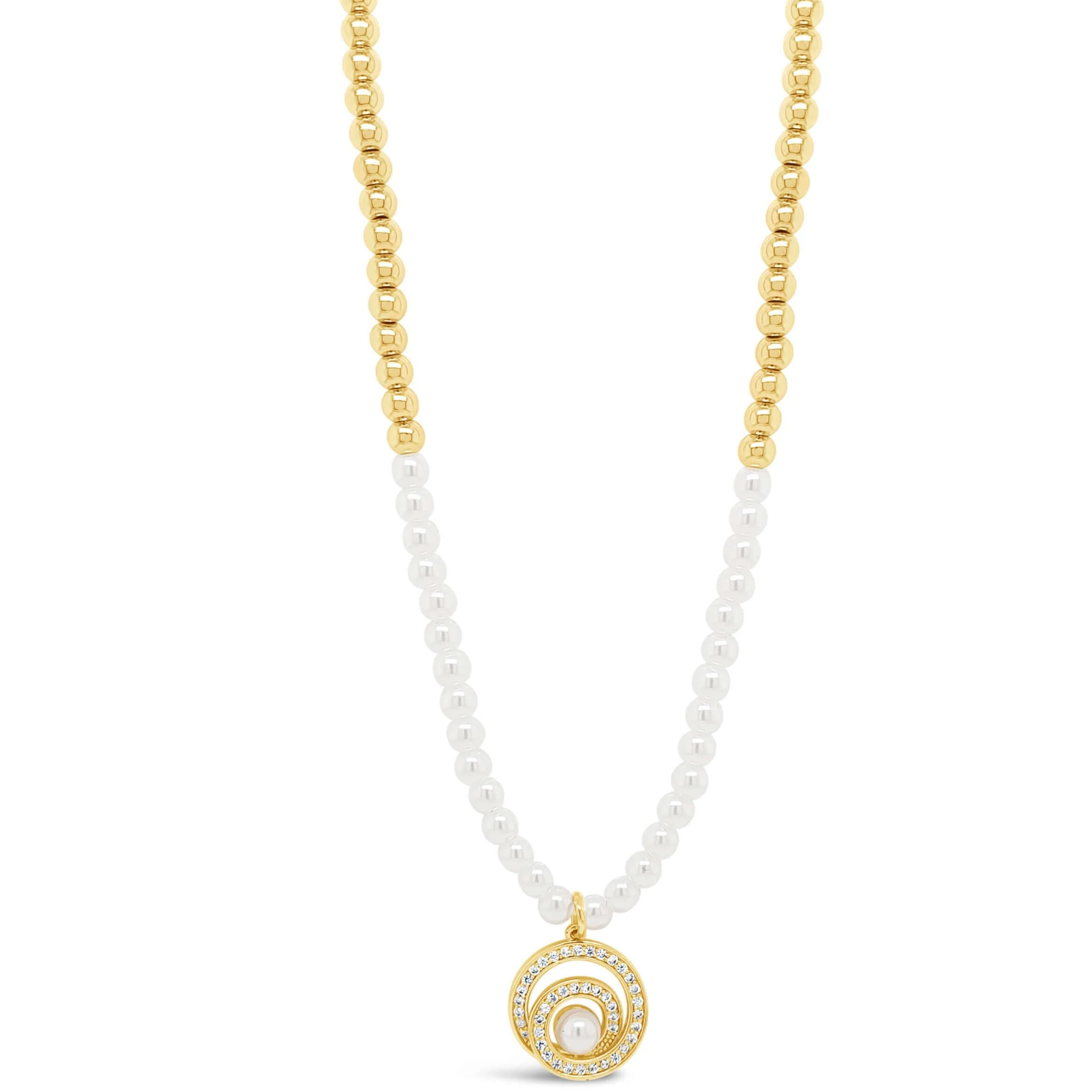 Absolute Gold & Cream Pearl Entwined Halo Bead Necklace