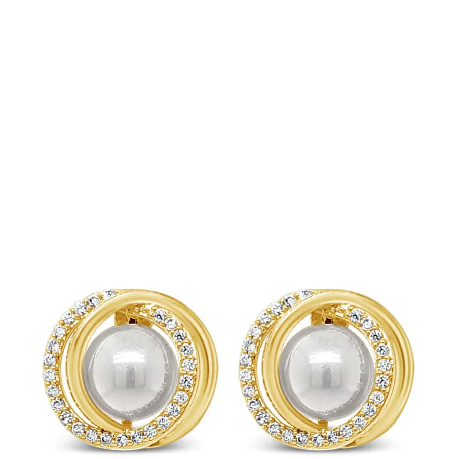 Absolute Gold Crystal Clip On Pearl Entwined Earrings