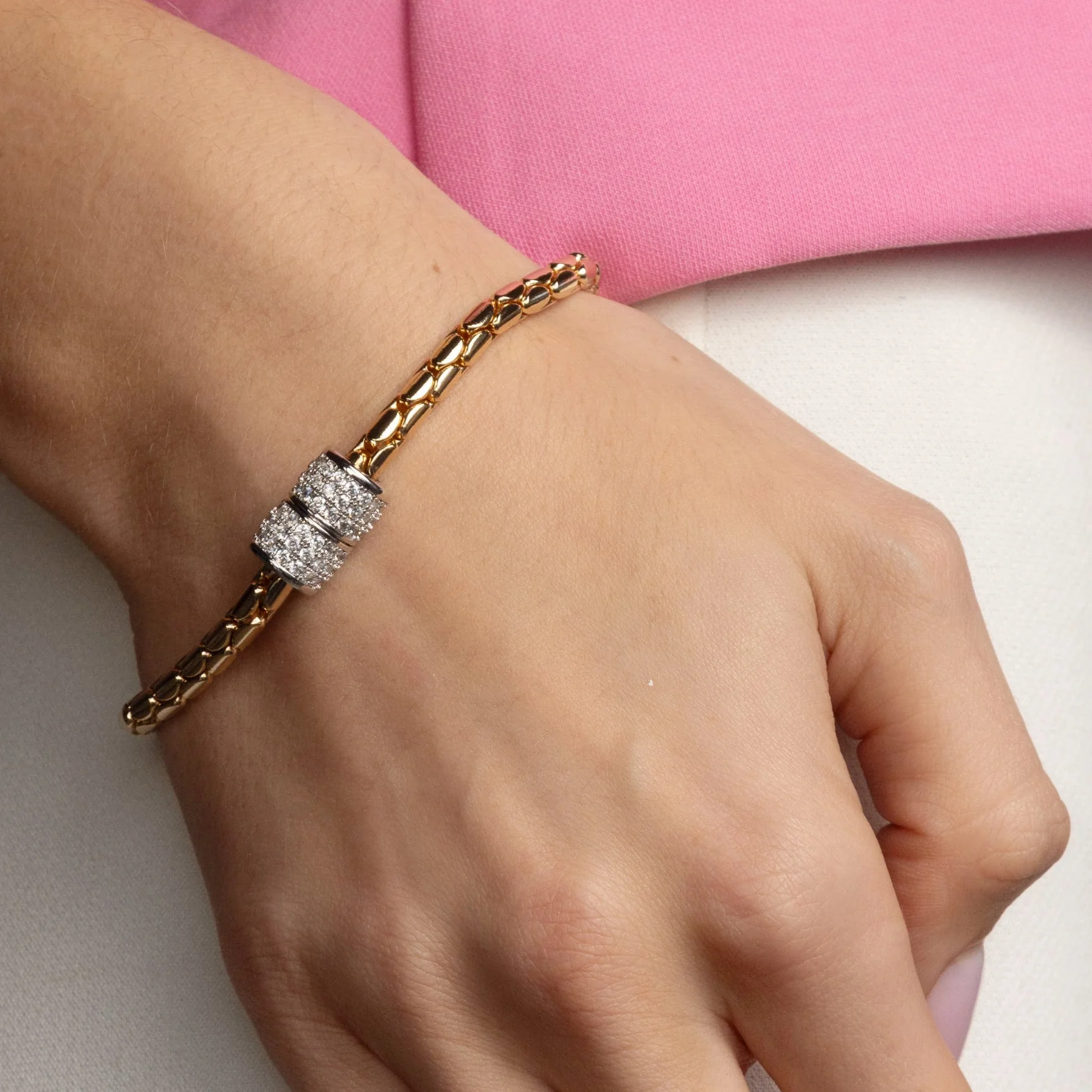 Absolute Gold Pave Crystal Magnetic Bracelet - Image 2
