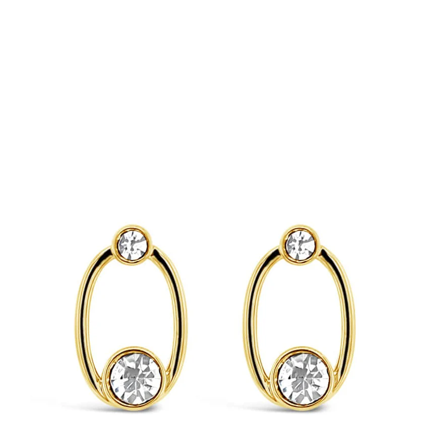 Absolute Gold Crystal Oval Stud Earrings