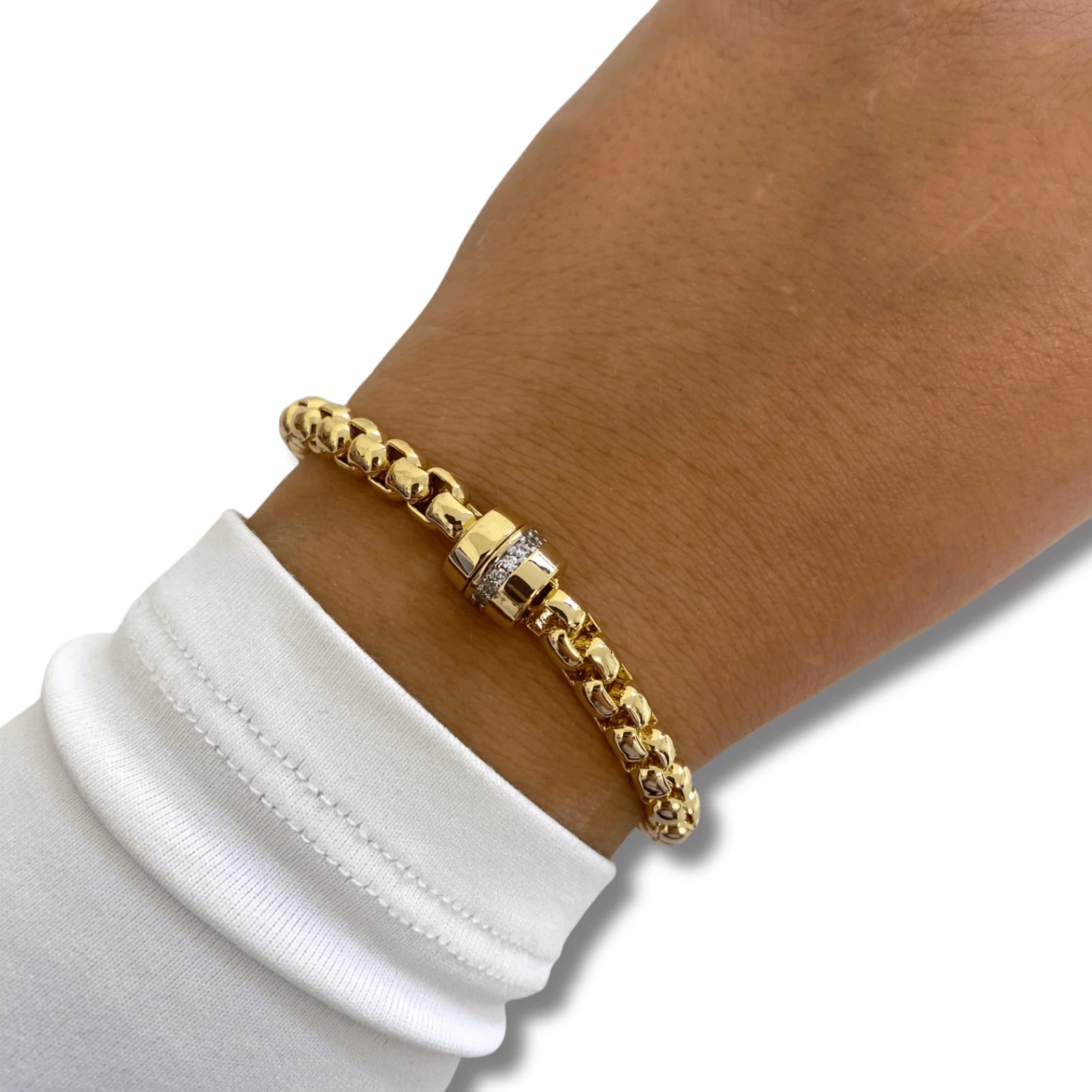 Absolute Gold Chubby Chain Magnetic Closure Bracelet - Image 2