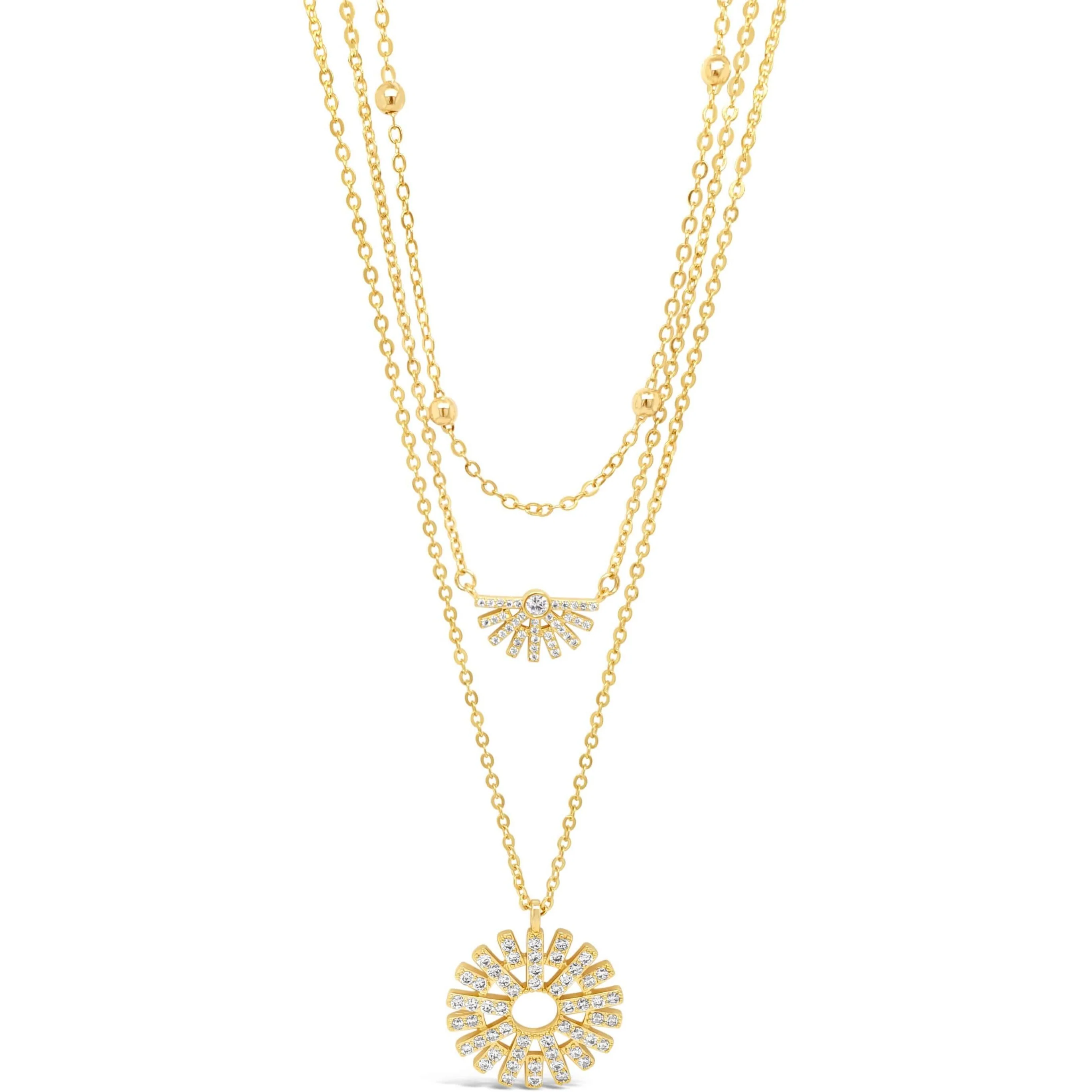 Absolute Gold Half Fan Triple Layer Necklace