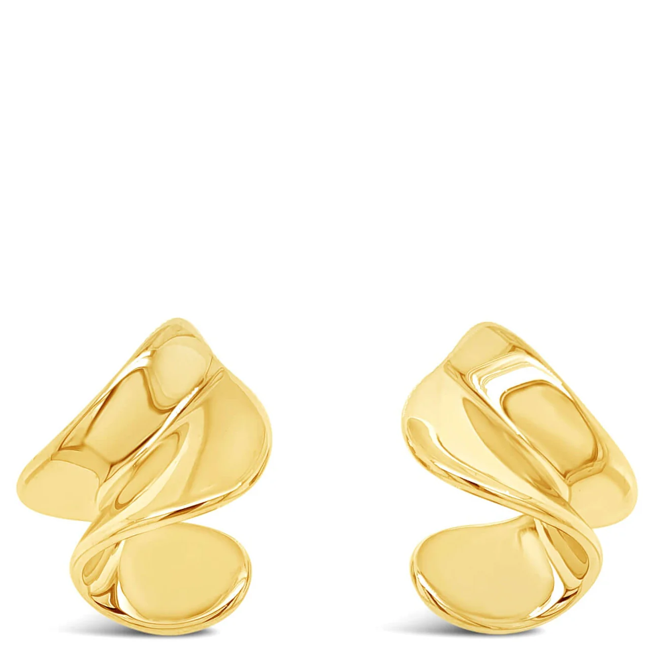 Absolute Gold Irregular Fold Statement Stud Earrings