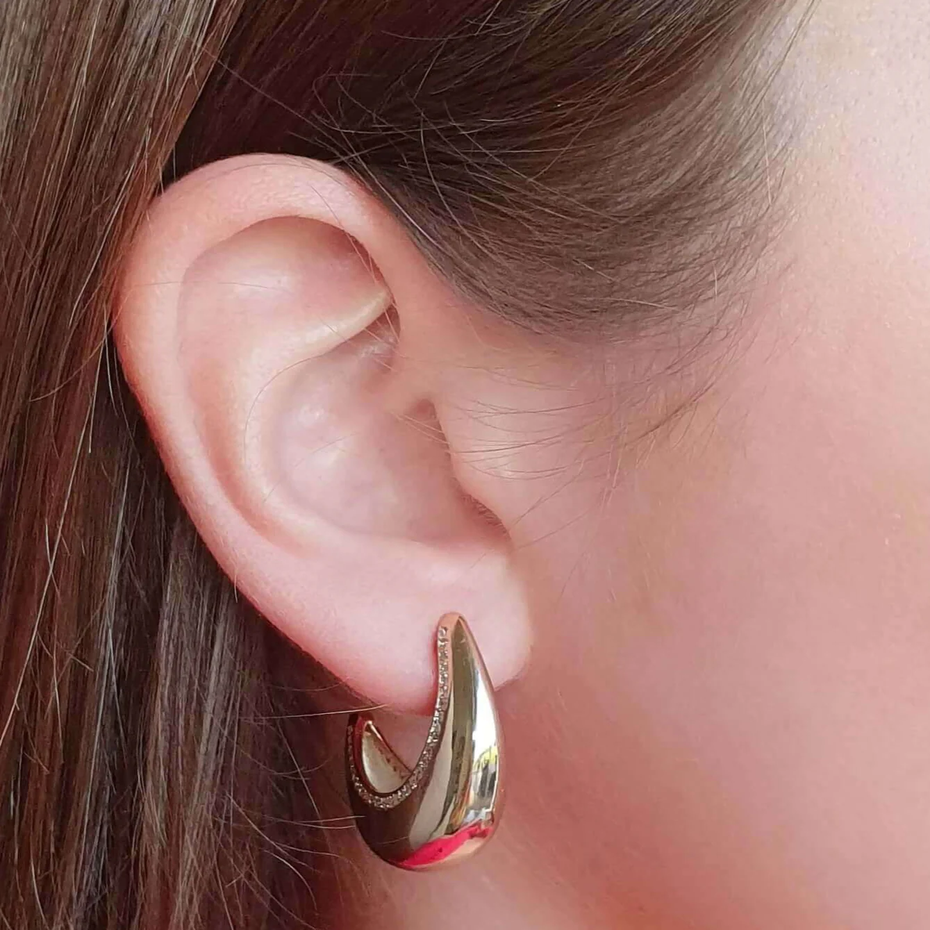 Absolute Gold Large Chubby Half Hoop Earrings - Image 2