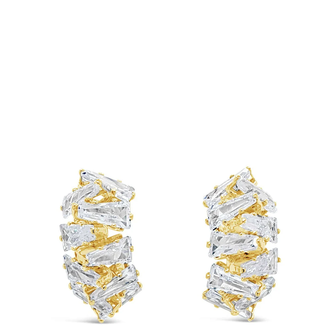 Absolute Gold Large Crystal Half Hoop Earrings