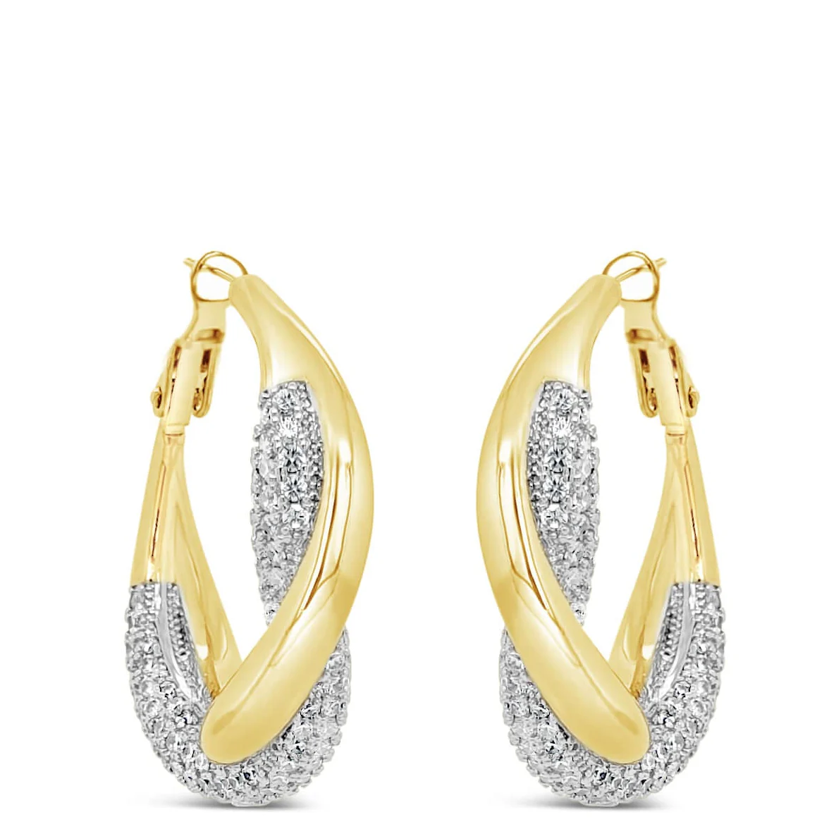 Absolute Gold Large Entwined Crystal Hoop Earrings