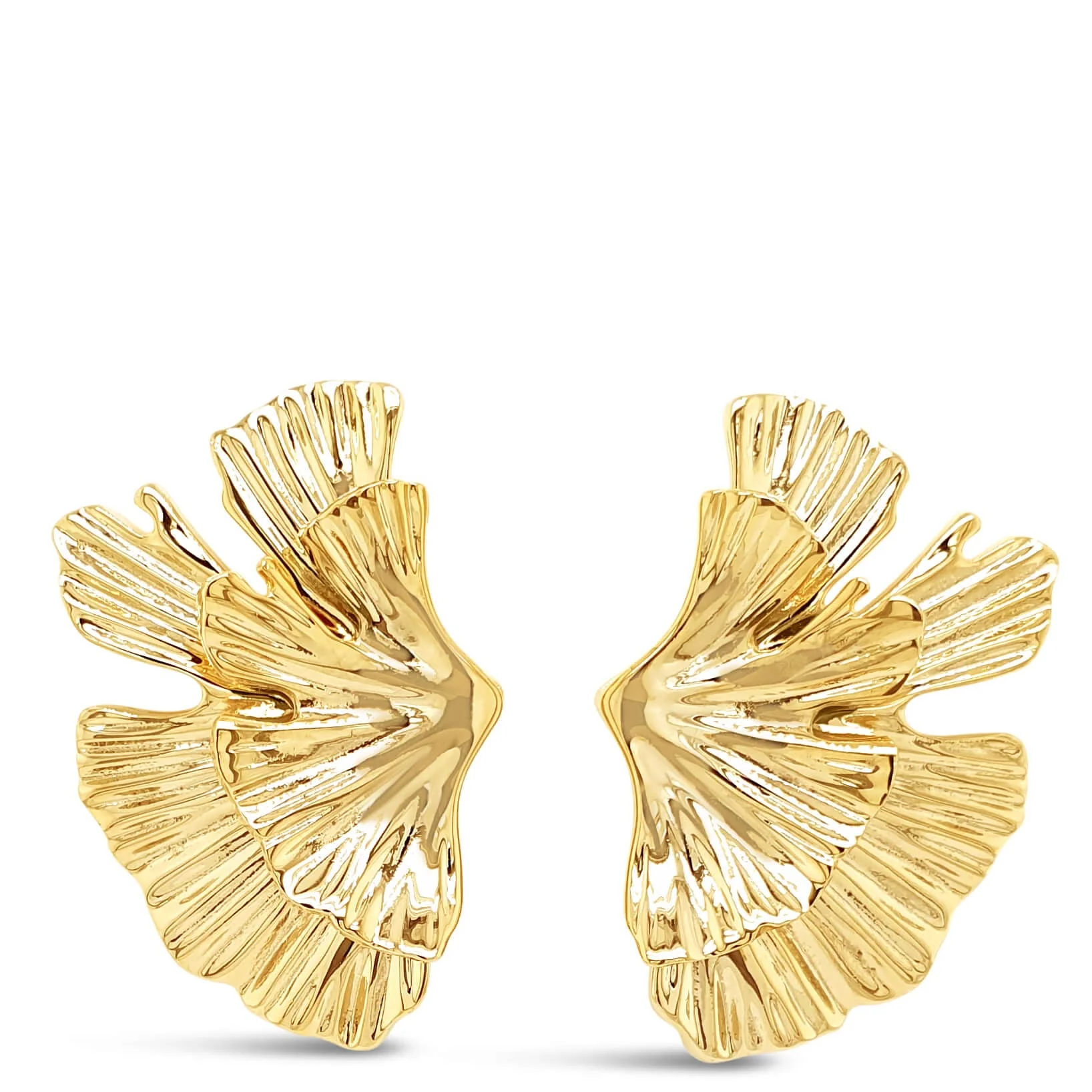 Absolute Gold Large Layered Petal Stud Earrings