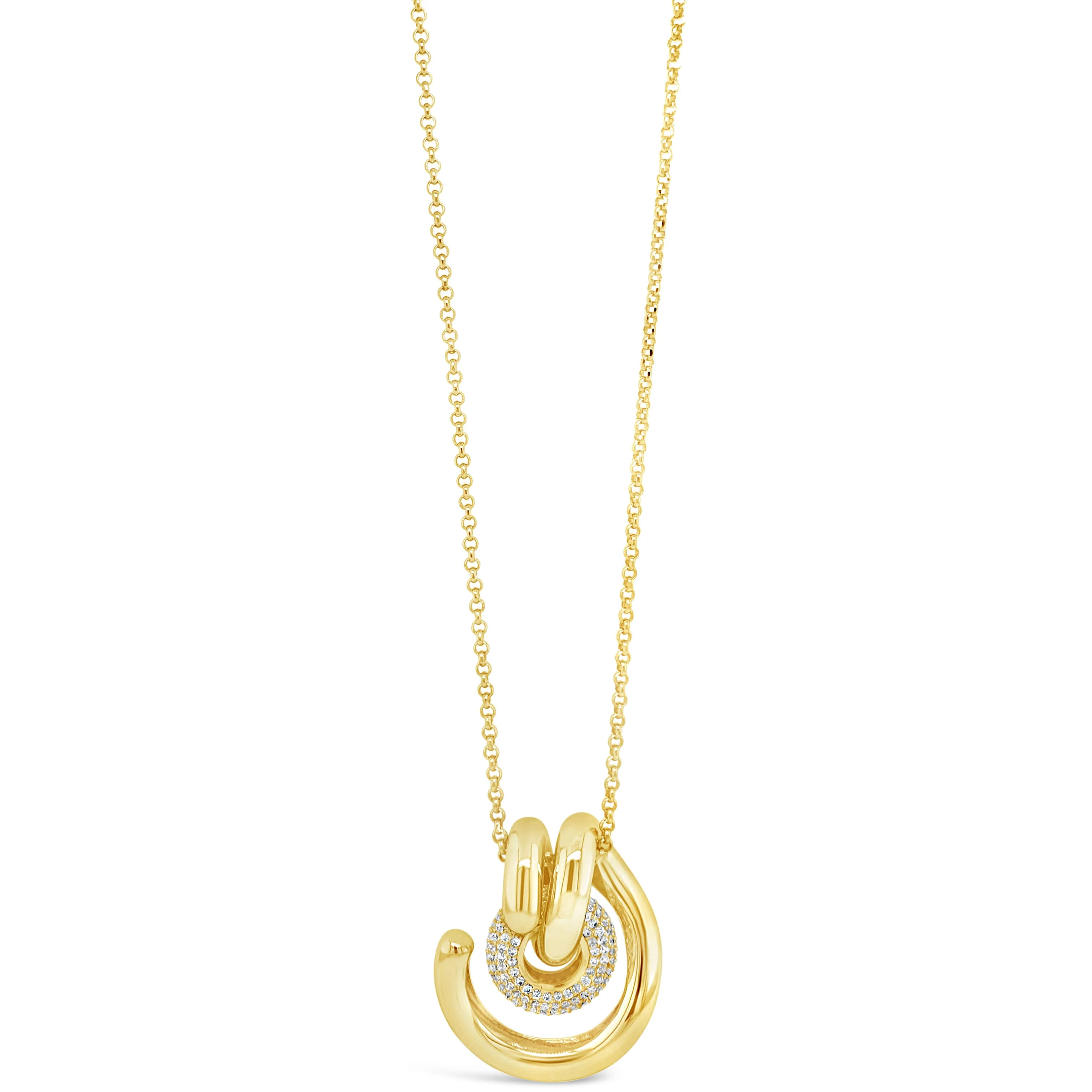 Absolute Gold Long Length Pave Crystal Twist Pendant Necklace