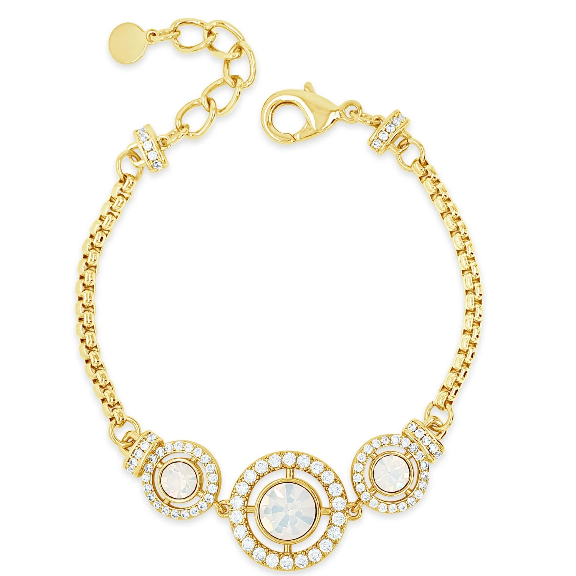 Absolute Gold & Opal Halo Pendant Bracelet
