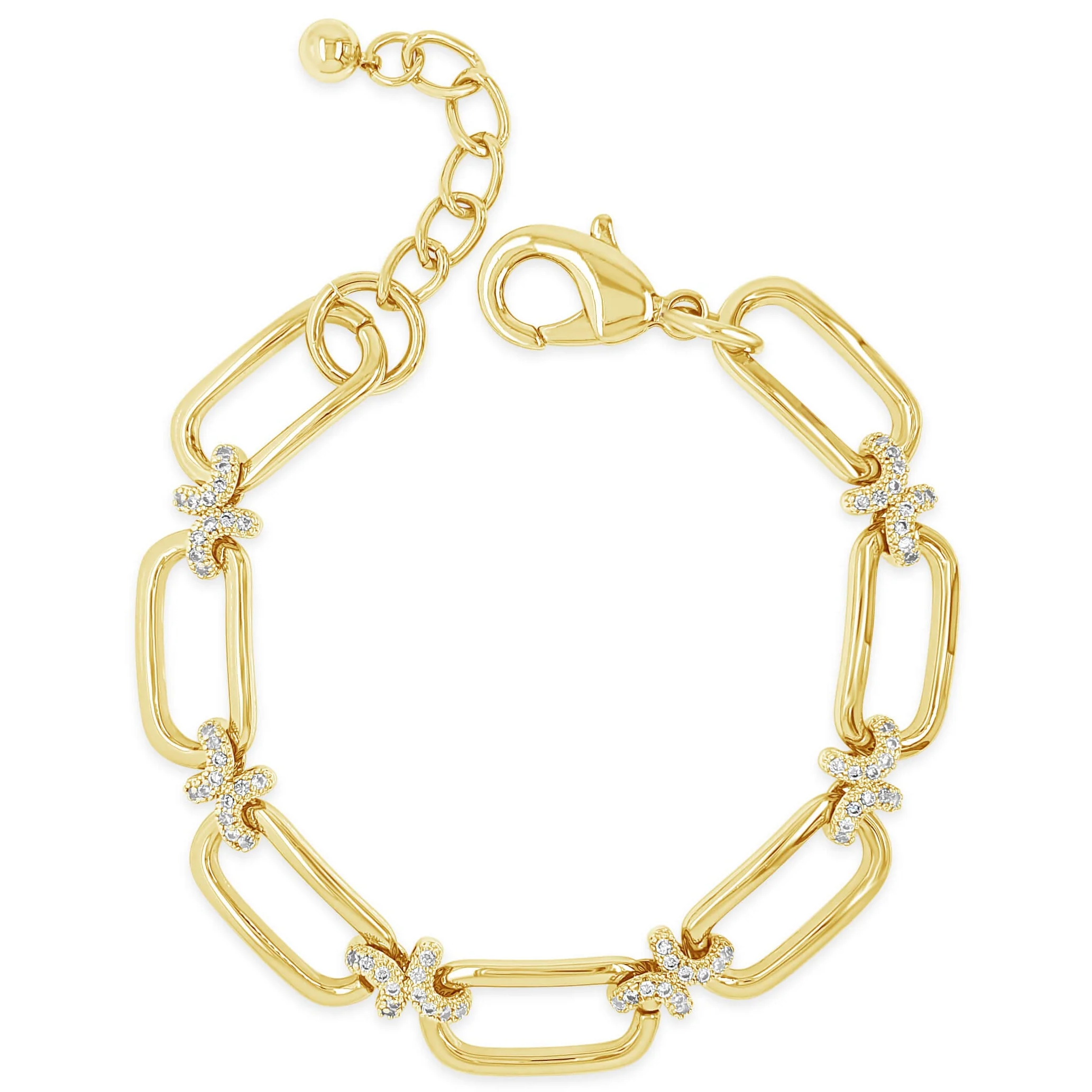 Absolute Gold Oval Link Crystal Kiss Bracelet