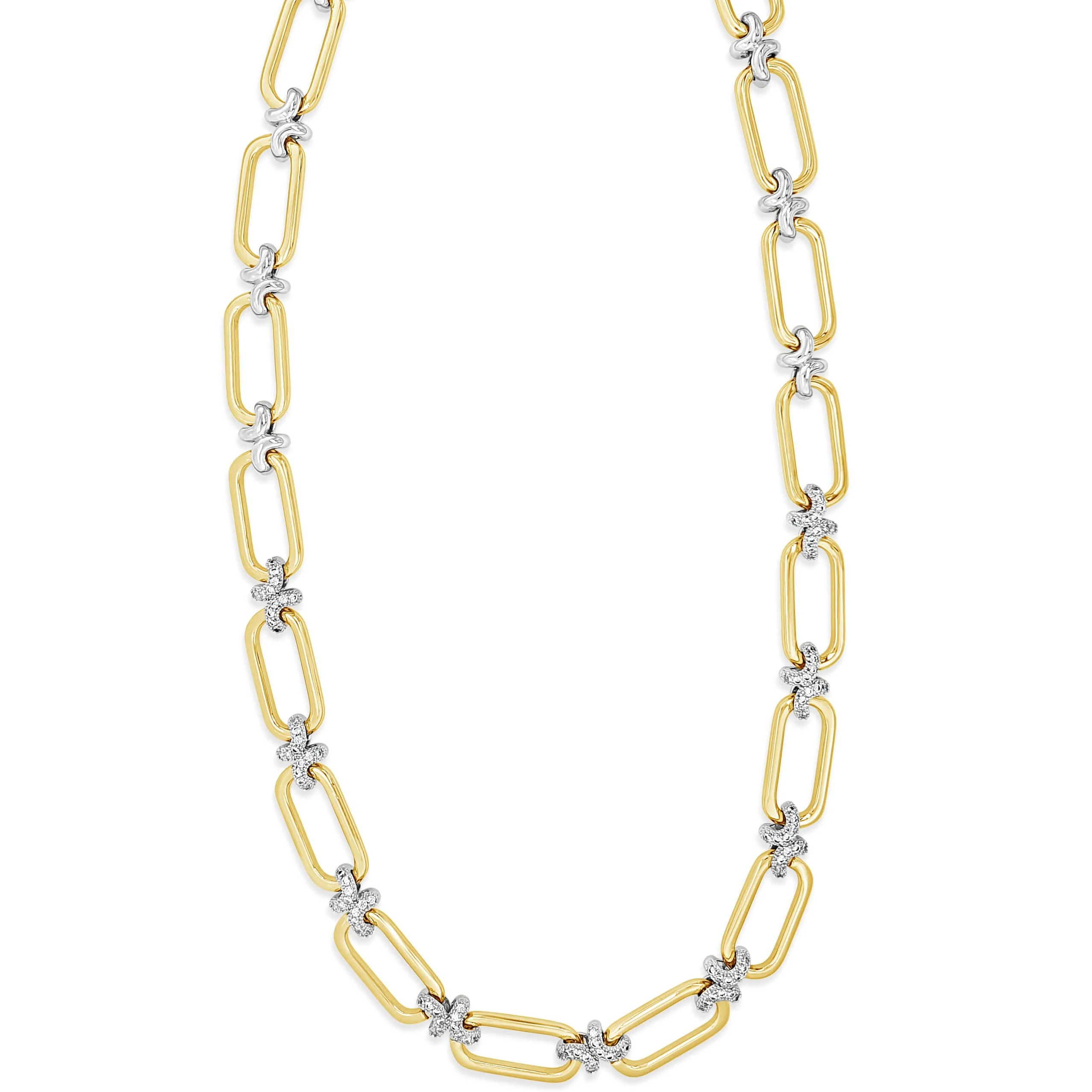Absolute Gold Oval Link Crystal Kiss Necklace