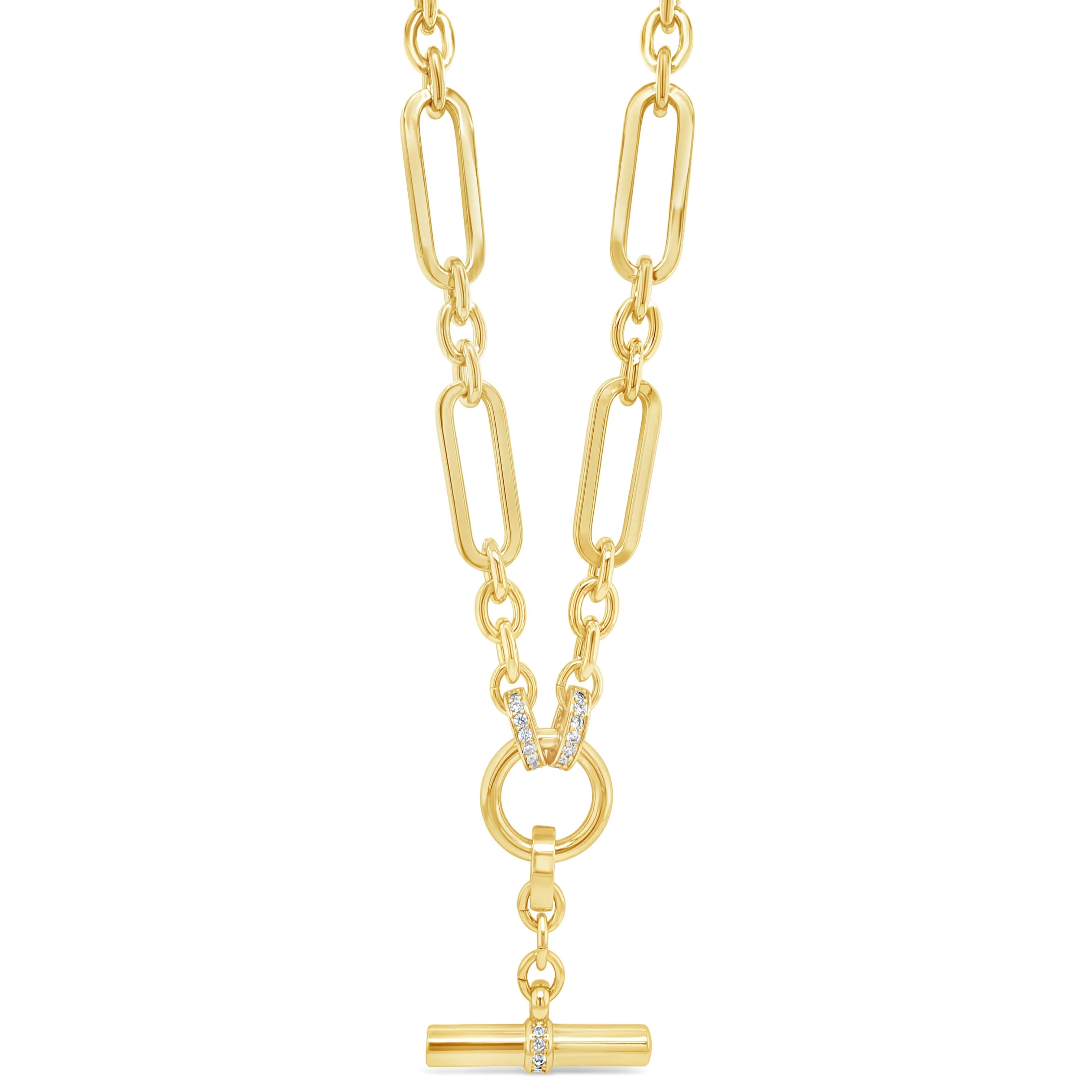 Absolute Gold Oval Link TBar Necklace