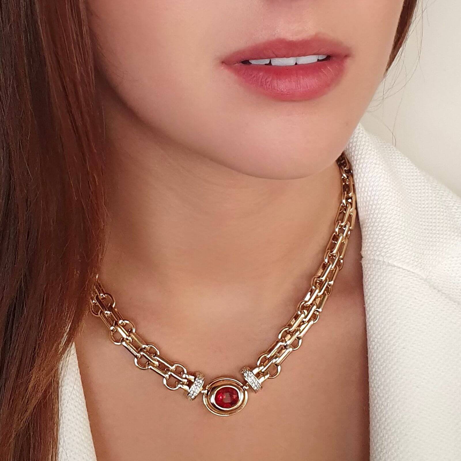 Absolute Gold Oval Pendant Necklace - Siam - Image 2