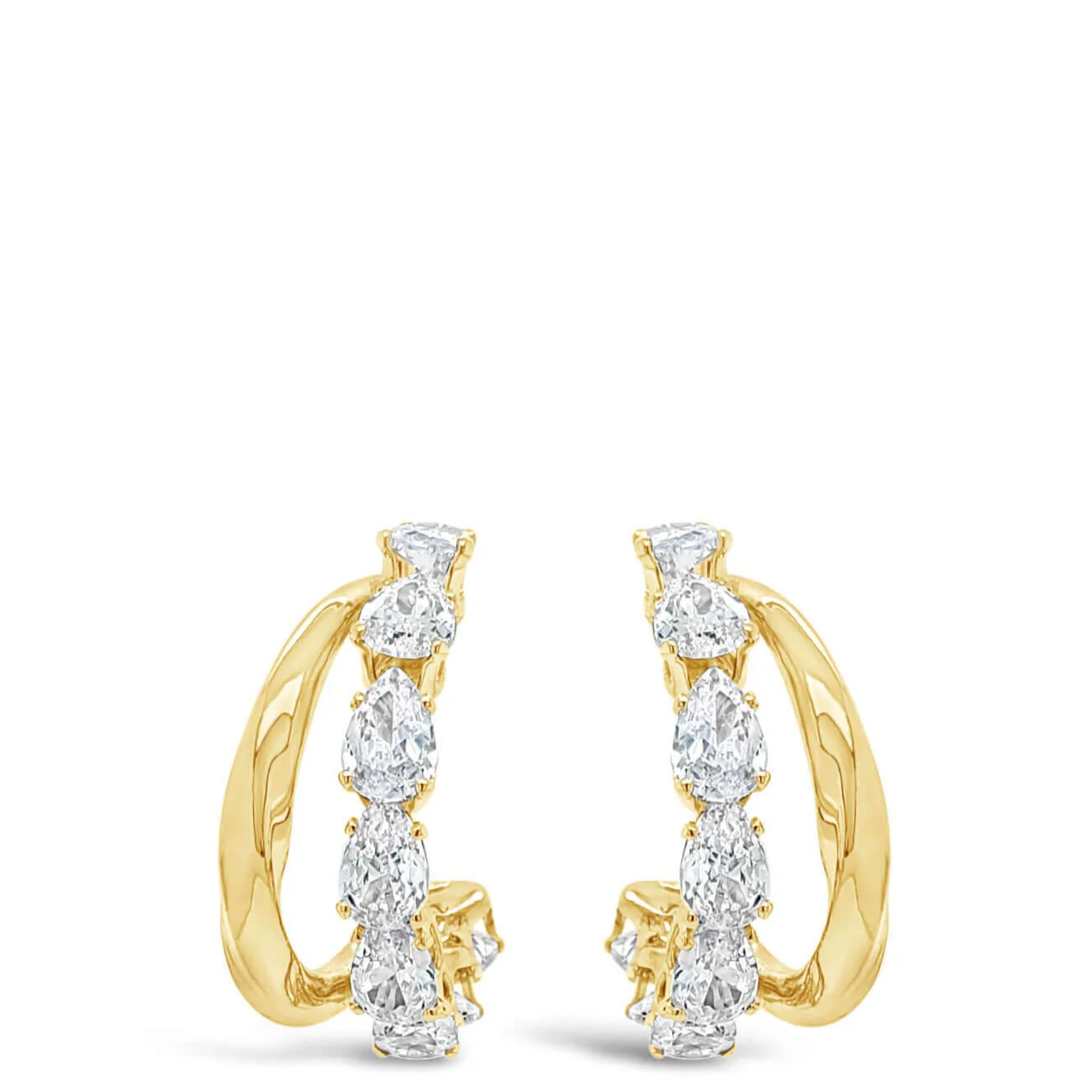 Absolute Gold Teardrop Stone Double Hoop Earrings