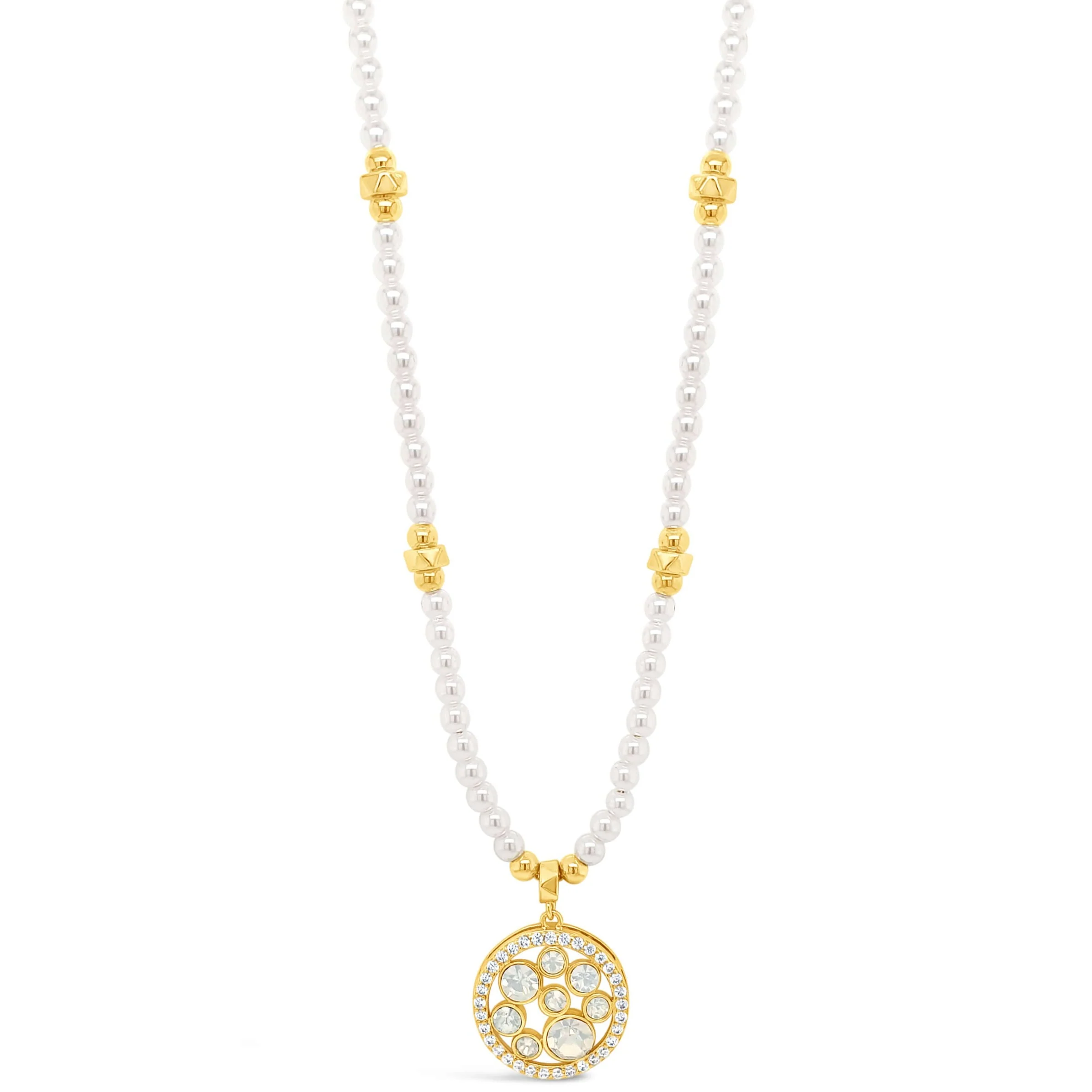 Absolute Gold & Pearl Beaded Opal Design Pendant Necklace