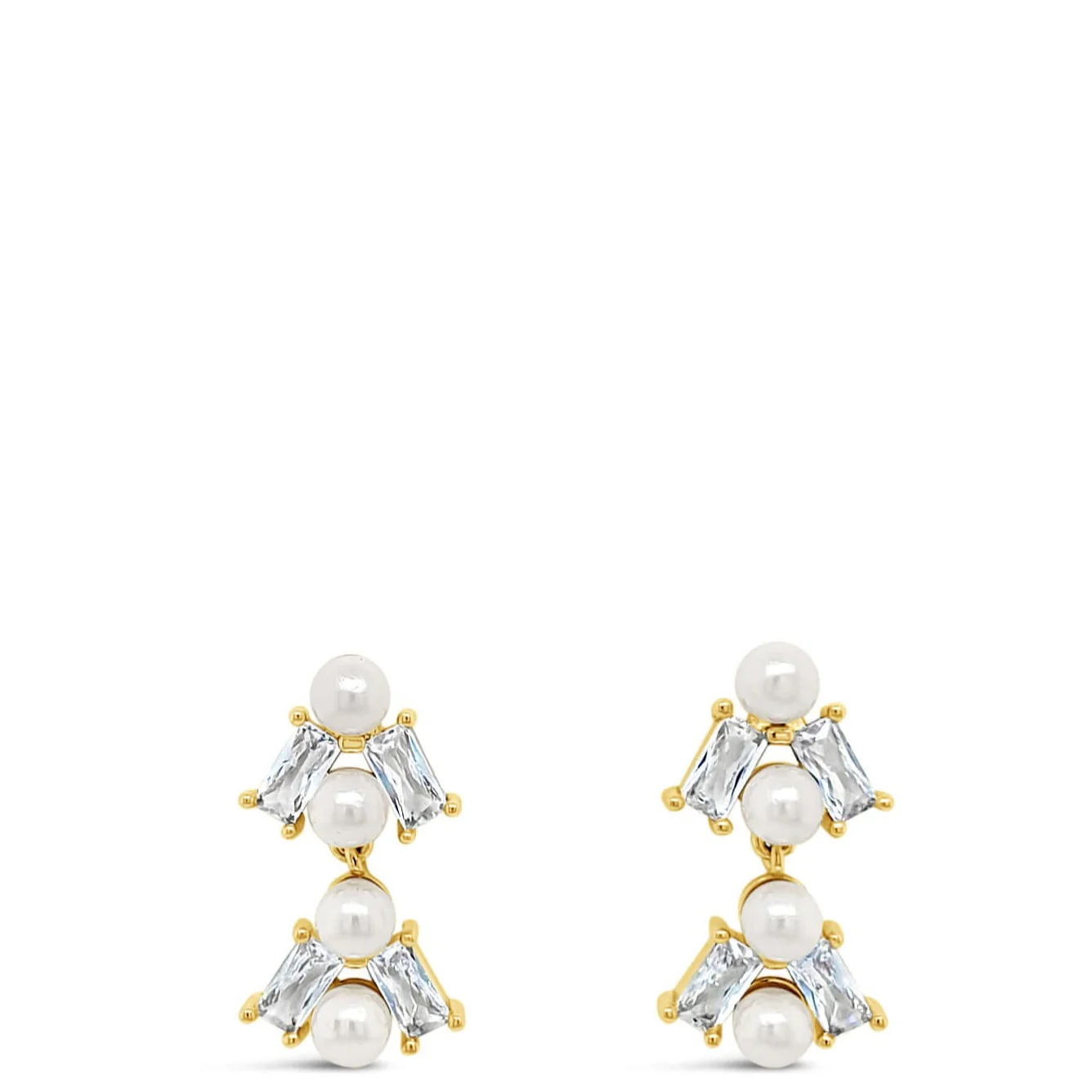 Absolute Gold Pearl Baguette Stud Earrings