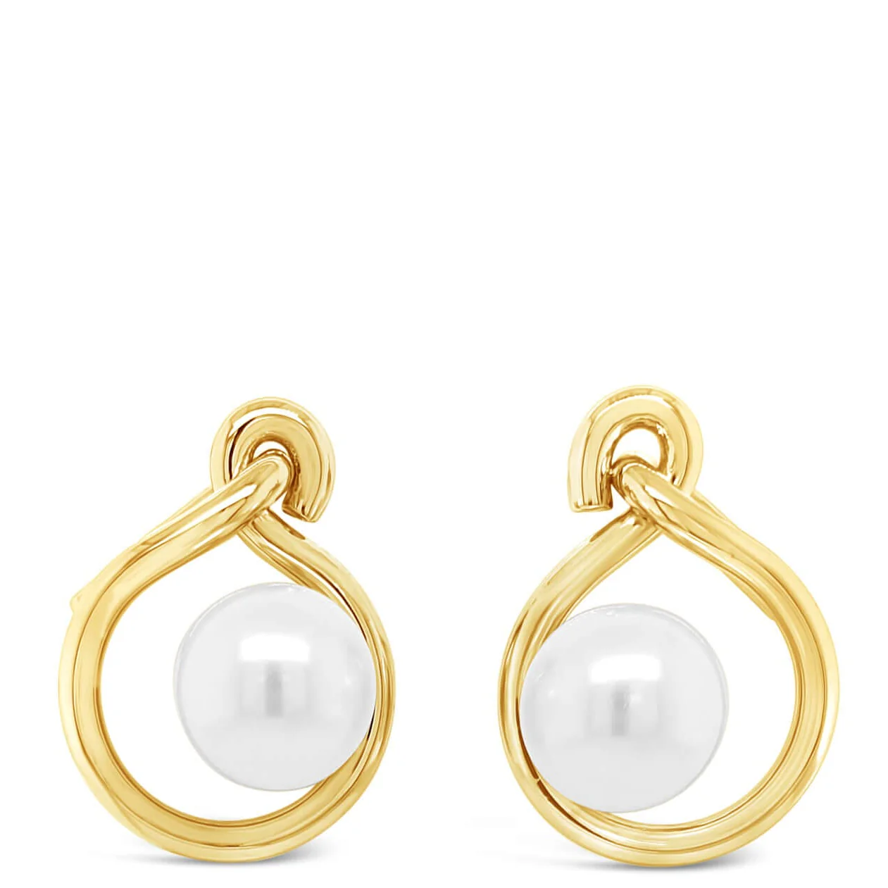 Absolute Gold Pearl Twist Stud Earrings