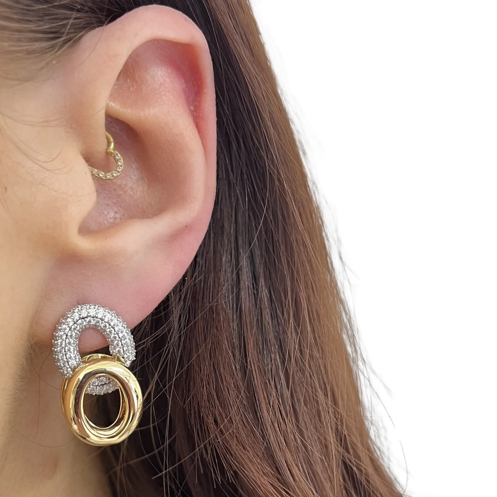 Absolute Gold Sparkly Stud Earrings - Image 2