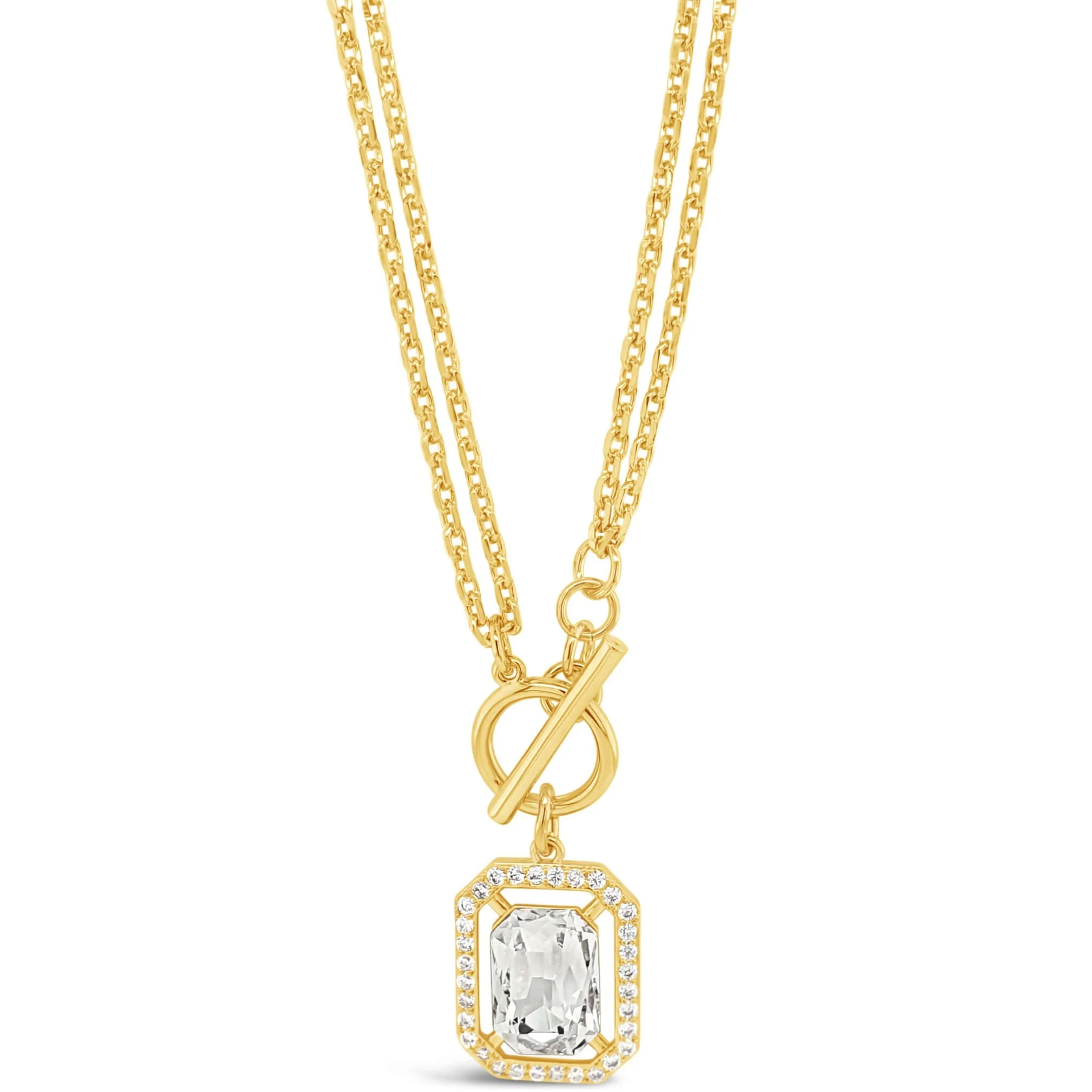 Absolute Gold Square Pendant T Bar Necklace