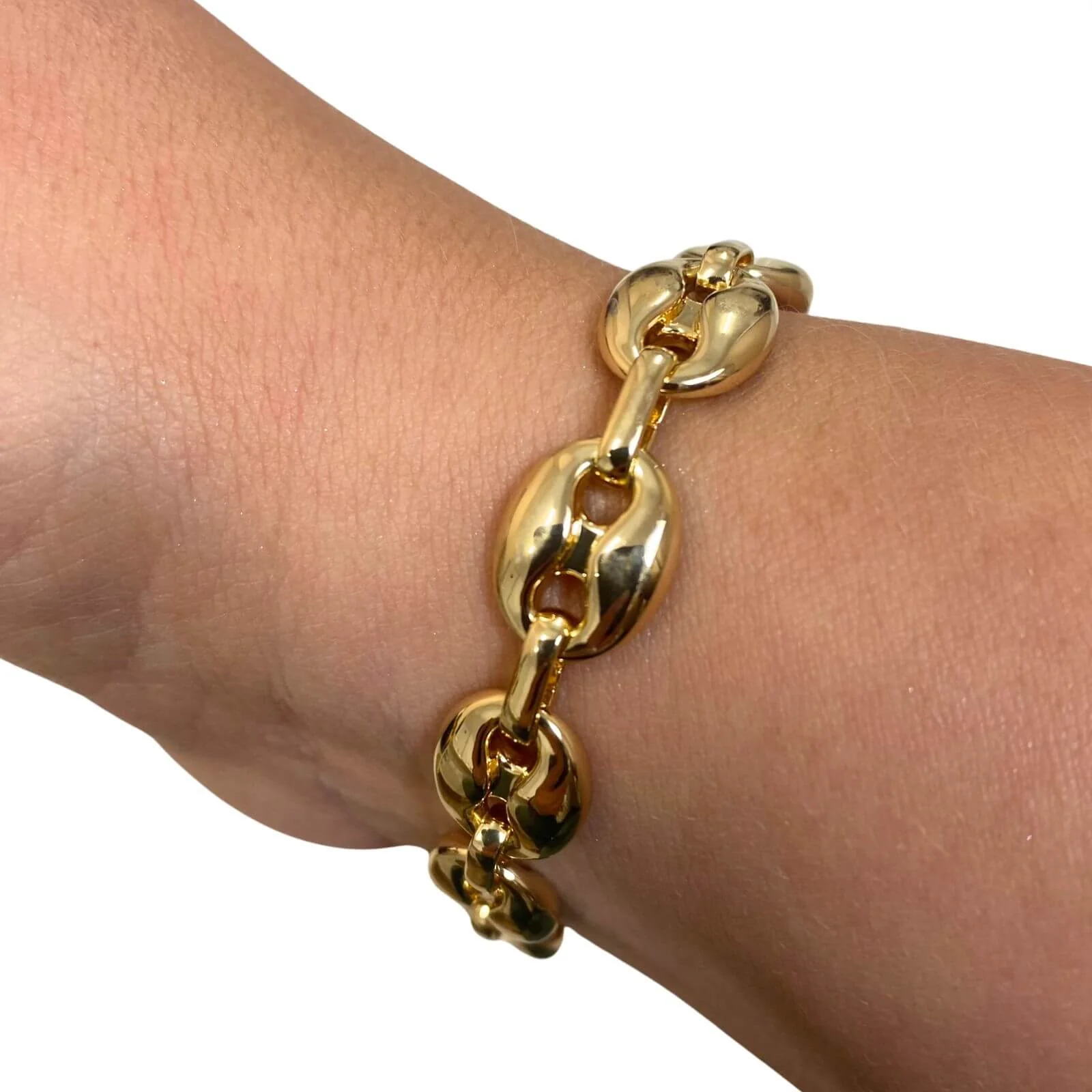 Absolute Gold T Bar Oval Disc Link Bracelet - Image 3