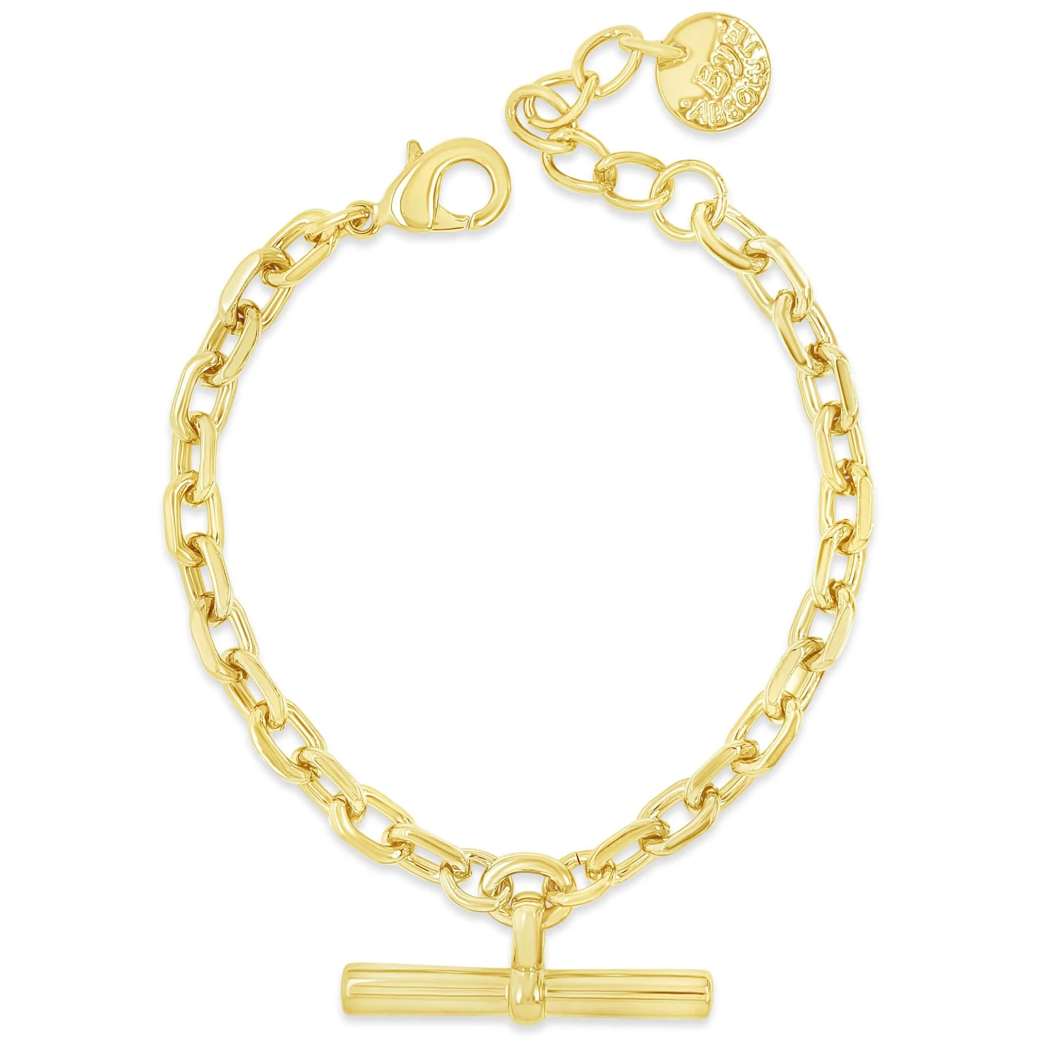 Absolute Gold TBar Oval Link Bracelet