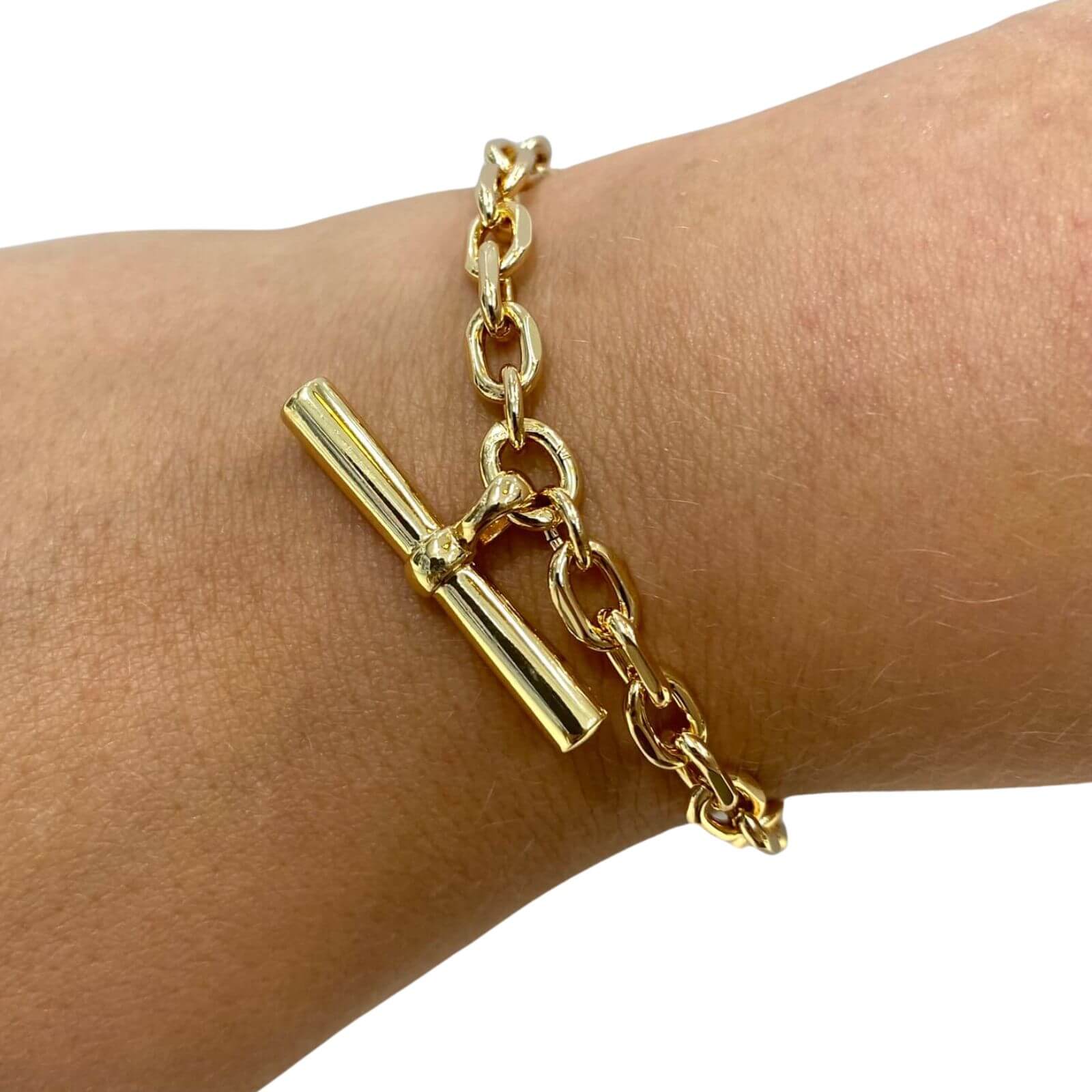 Absolute Gold TBar Oval Link Bracelet - Image 2