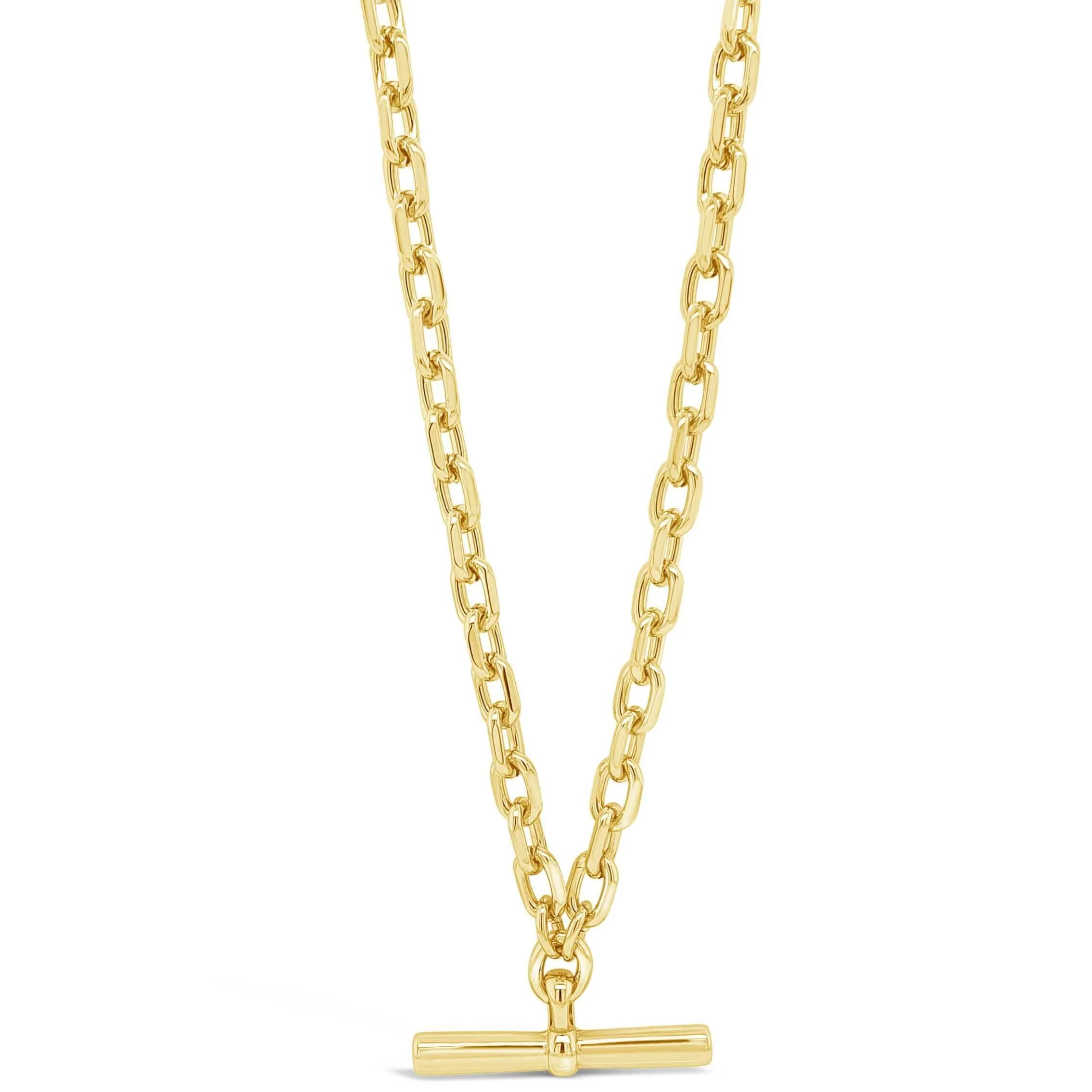 Absolute Gold TBar Oval Link Necklace