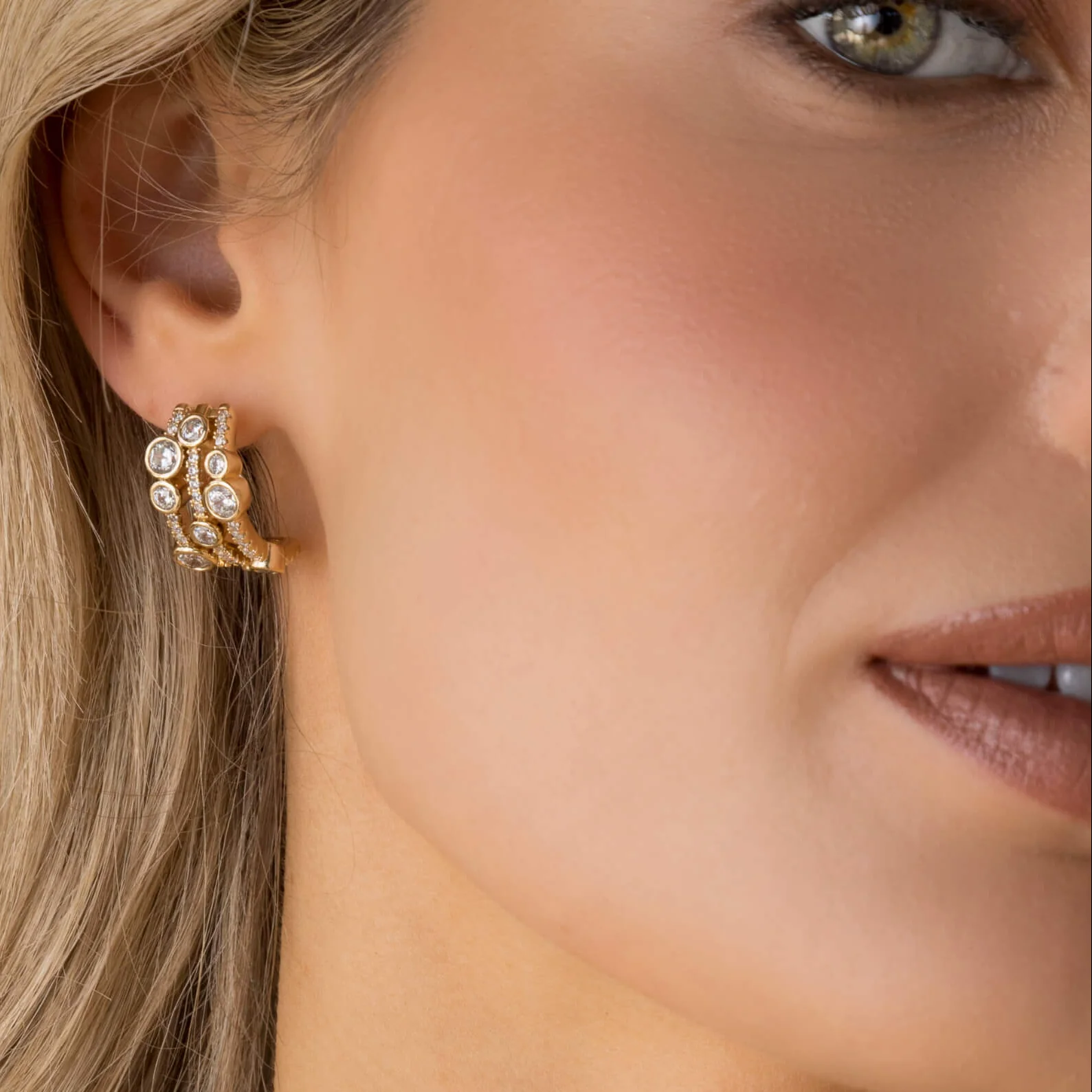 Absolute Gold Triple Half Hoop Earrings - Image 2