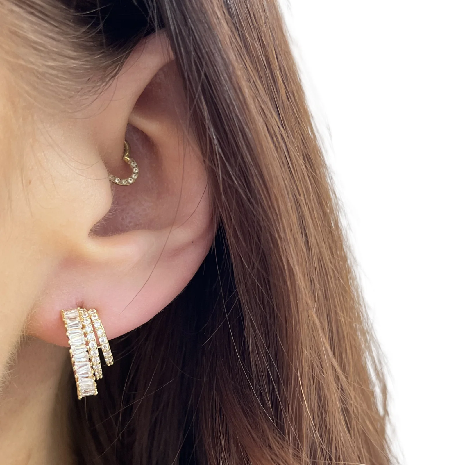 Absolute Gold Triple Hoop Earrings - Image 2