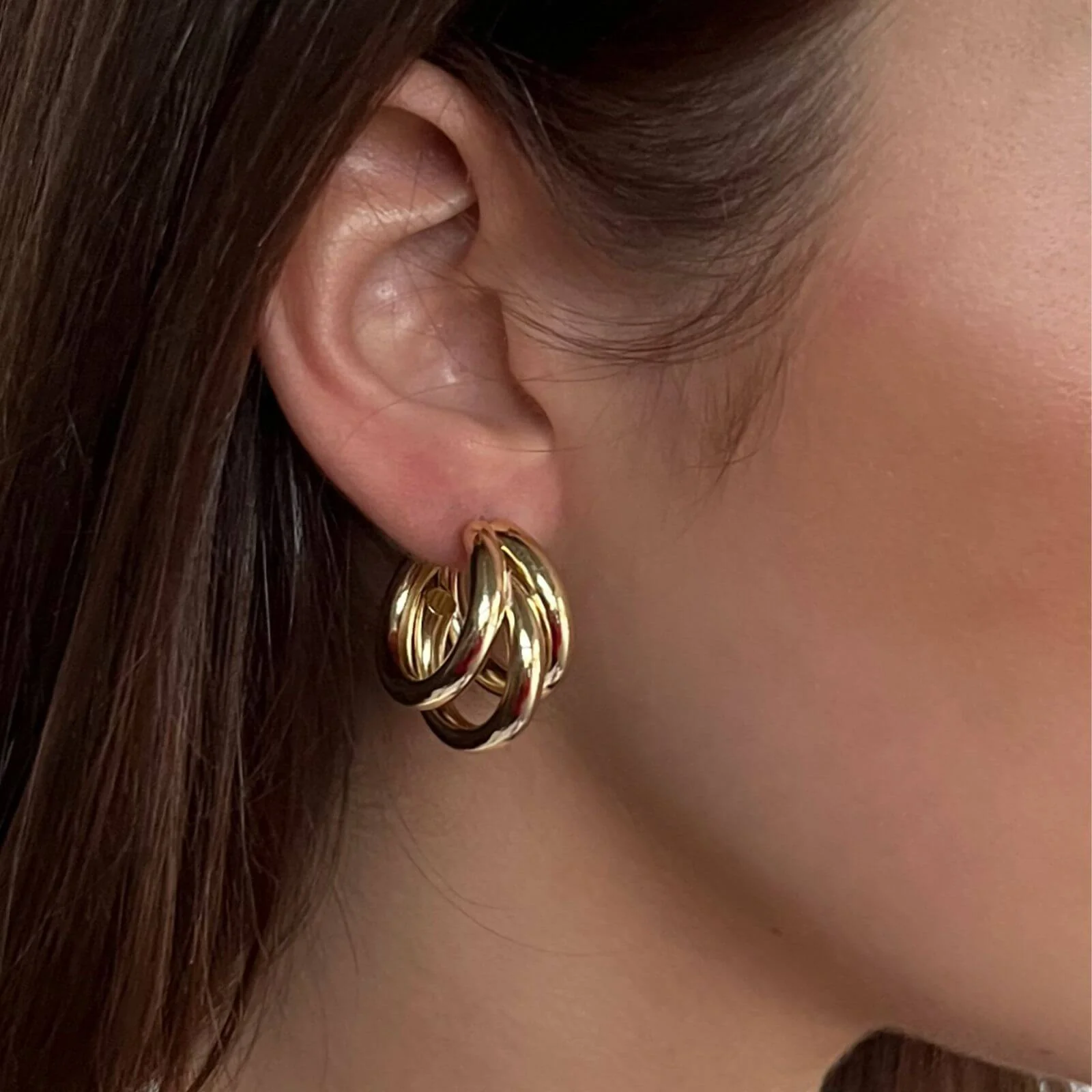 Absolute Gold Triple Hoop Earrings - Image 2