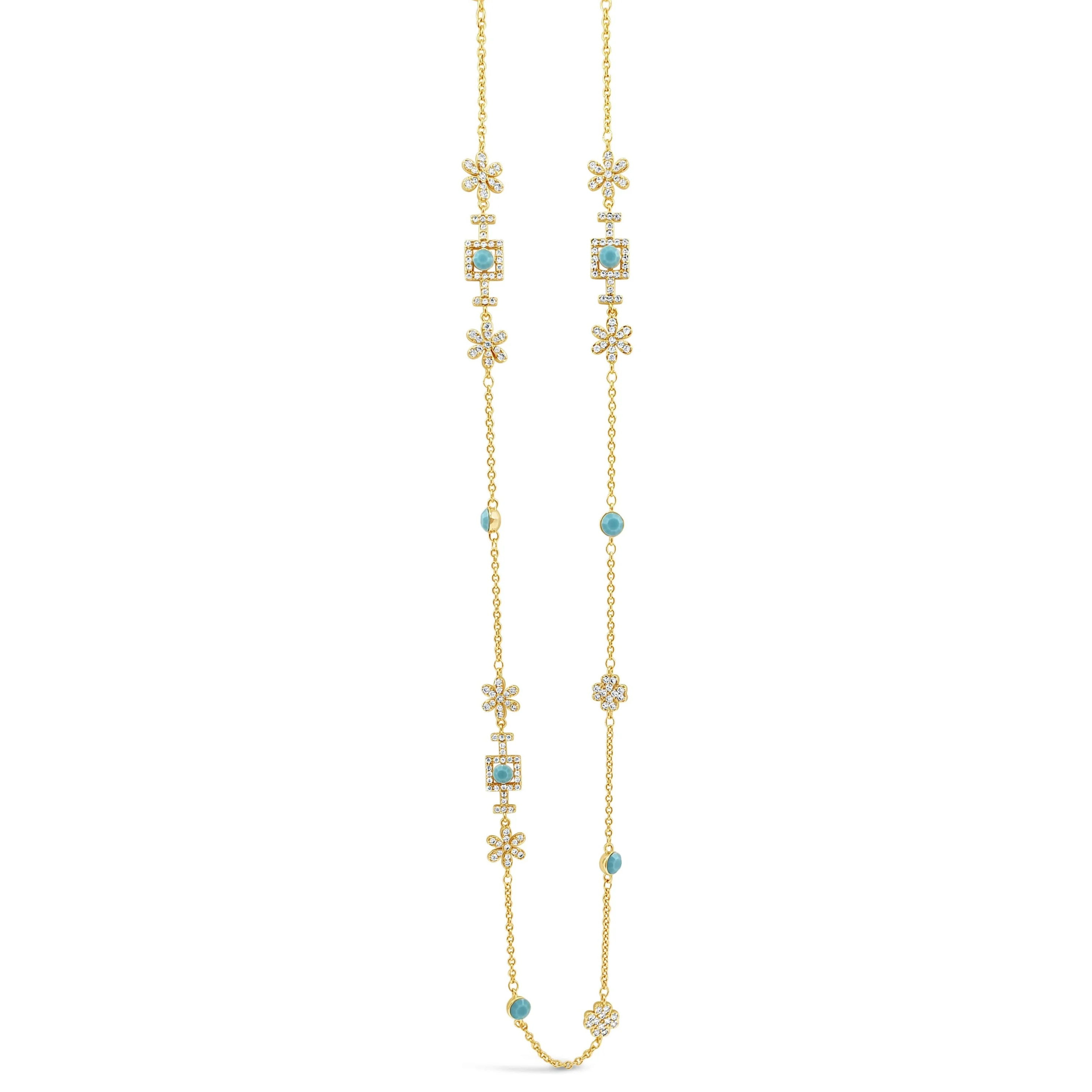 Absolute Gold & Turquoise Fine Long Length Necklace - Image 2