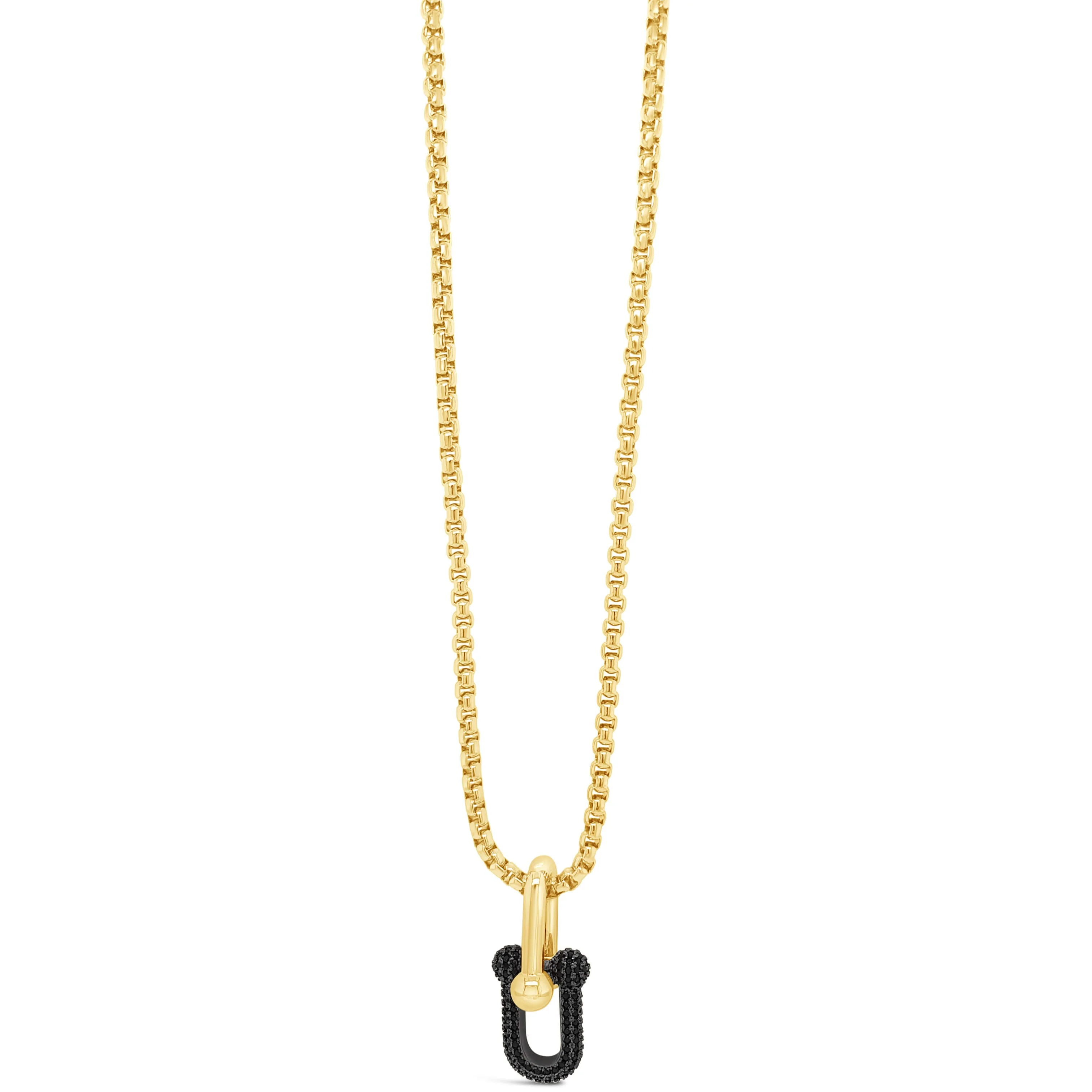 Absolute Gold U Link Black Pave Crystal Necklace