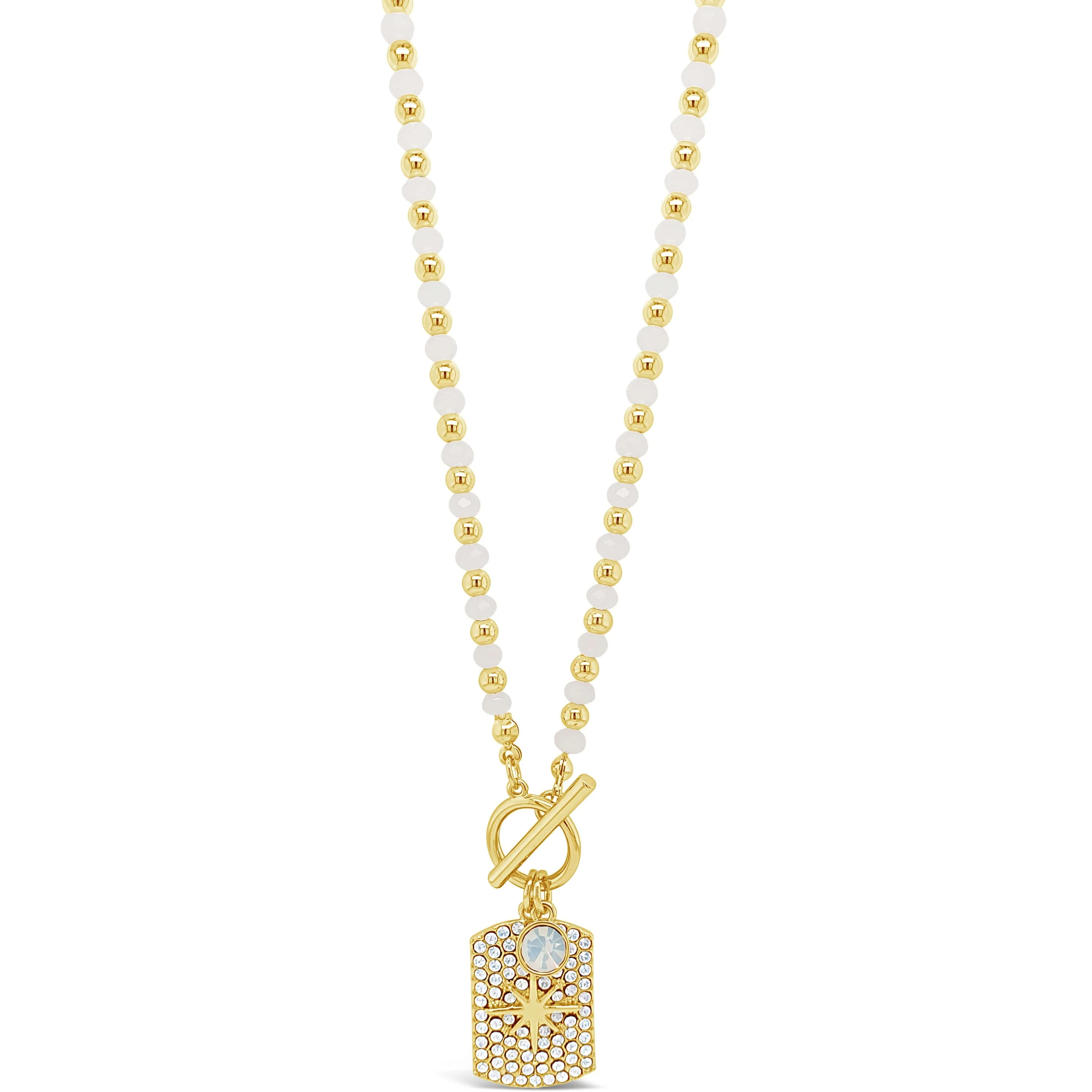 Absolute Gold & White Opal Bead Tag Necklace