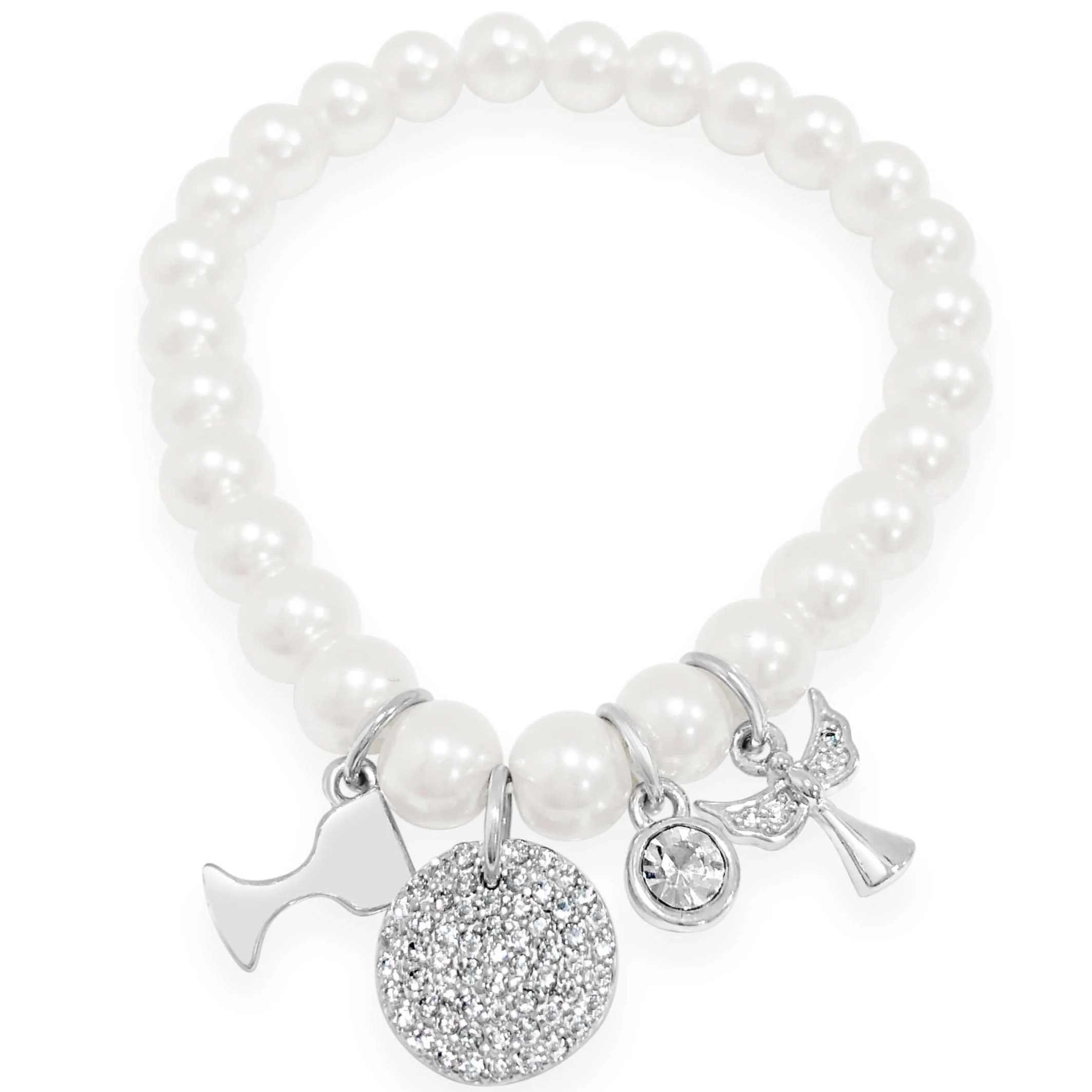 Absolute Kids Sterling Silver Pearl Angel Bracelet