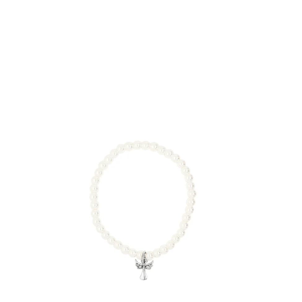 Absolute Kids Silver Pearl with Angel Bracelet
